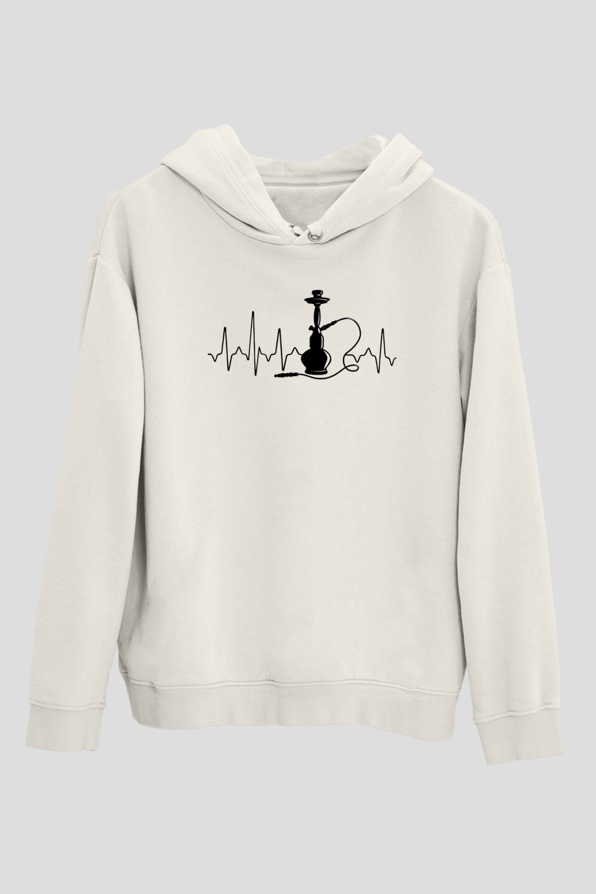 Nargile Beyaz Unisex Kapüşonlu Sweatshirt
