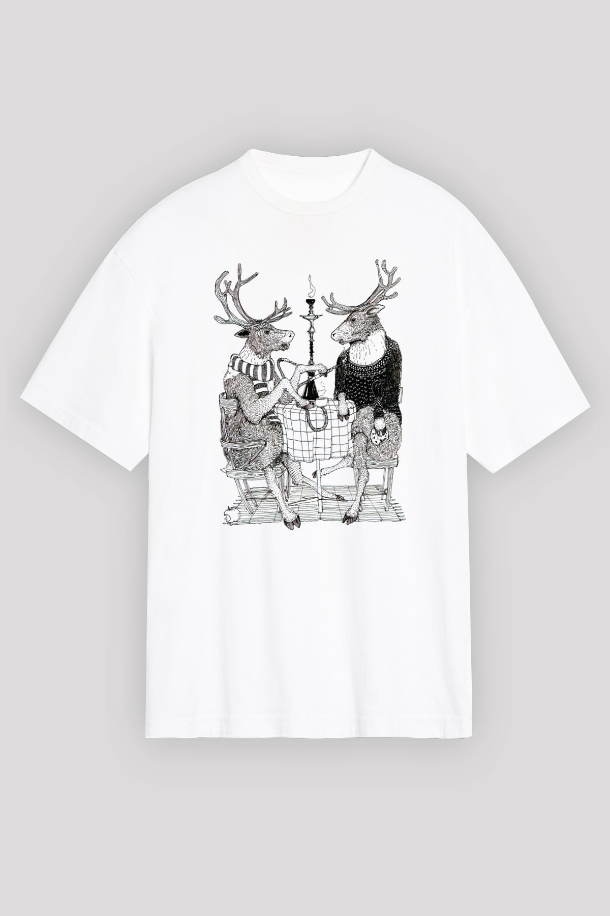Nargile Beyaz Unisex Oversize Tişört T-Shirt