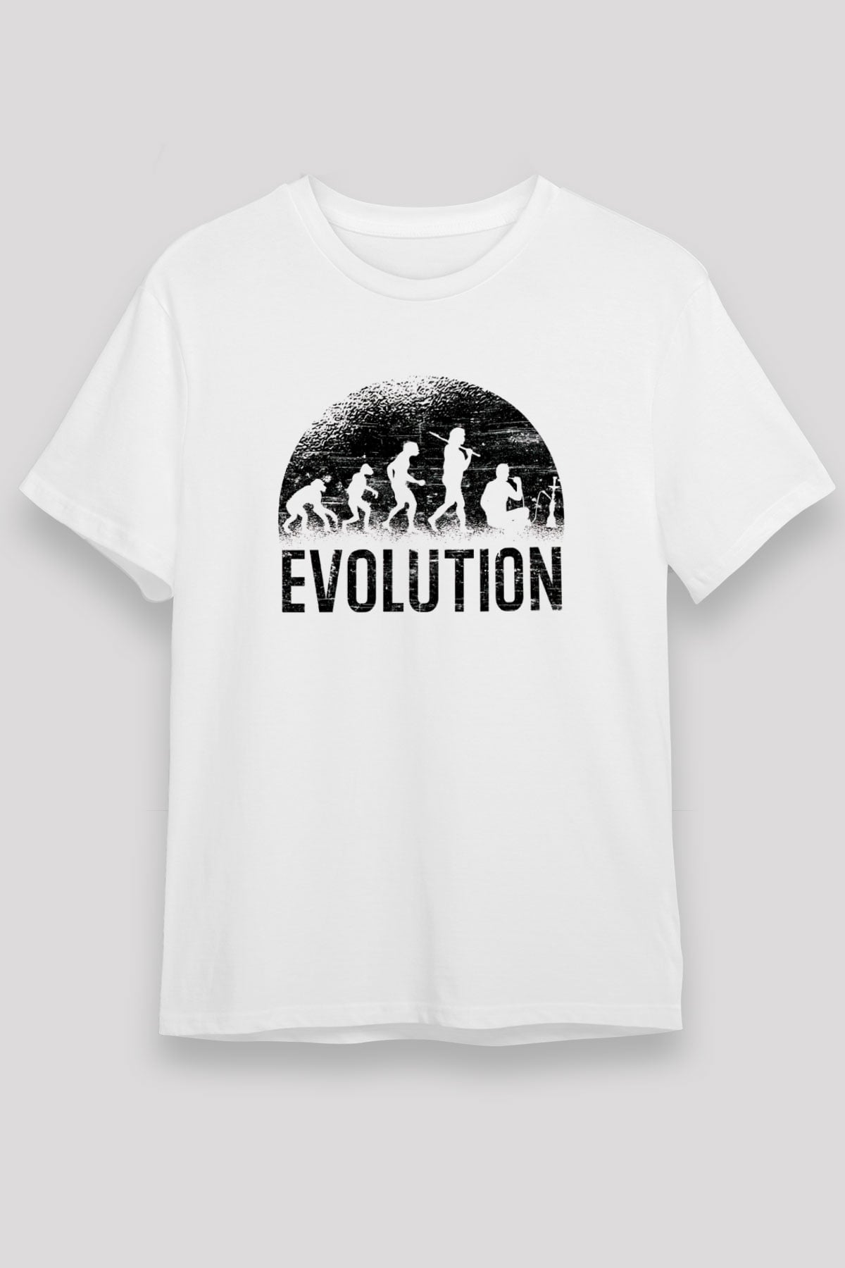 Nargile Evrimi Baskılı Unisex Beyaz Tişört - Tshirt