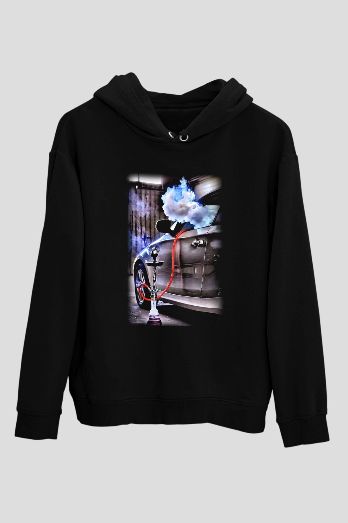 Nargile Siyah Unisex Kapşonlu Sweatshirt