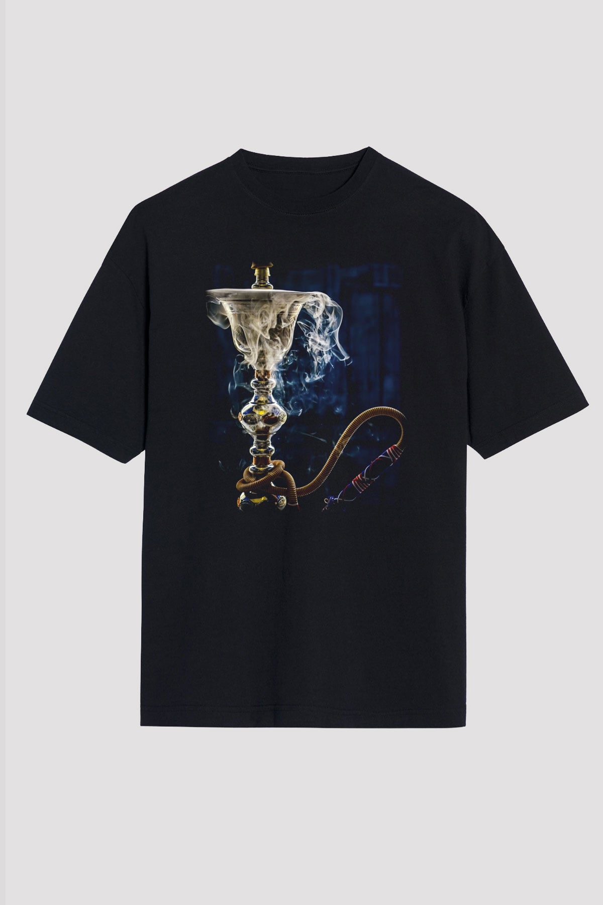 Nargile Siyah Unisex Oversize Tişört T-Shirt