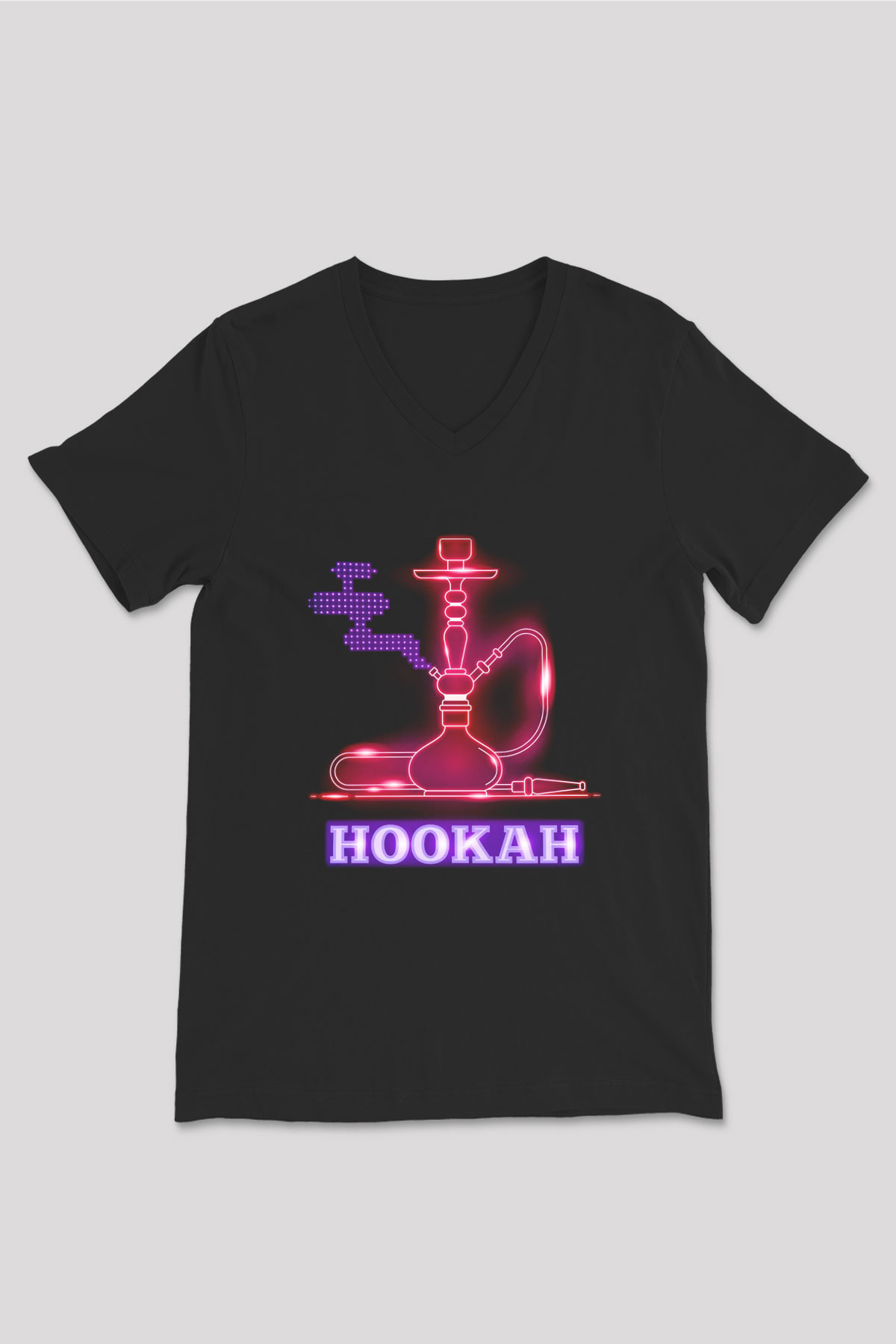 Nargile Siyah Unisex V Yaka Tişört
