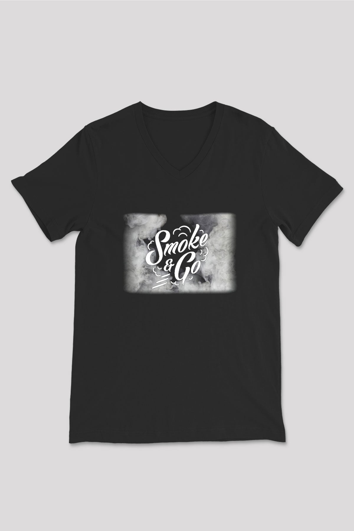 Nargile Siyah Unisex V Yaka Tişört T-Shirt