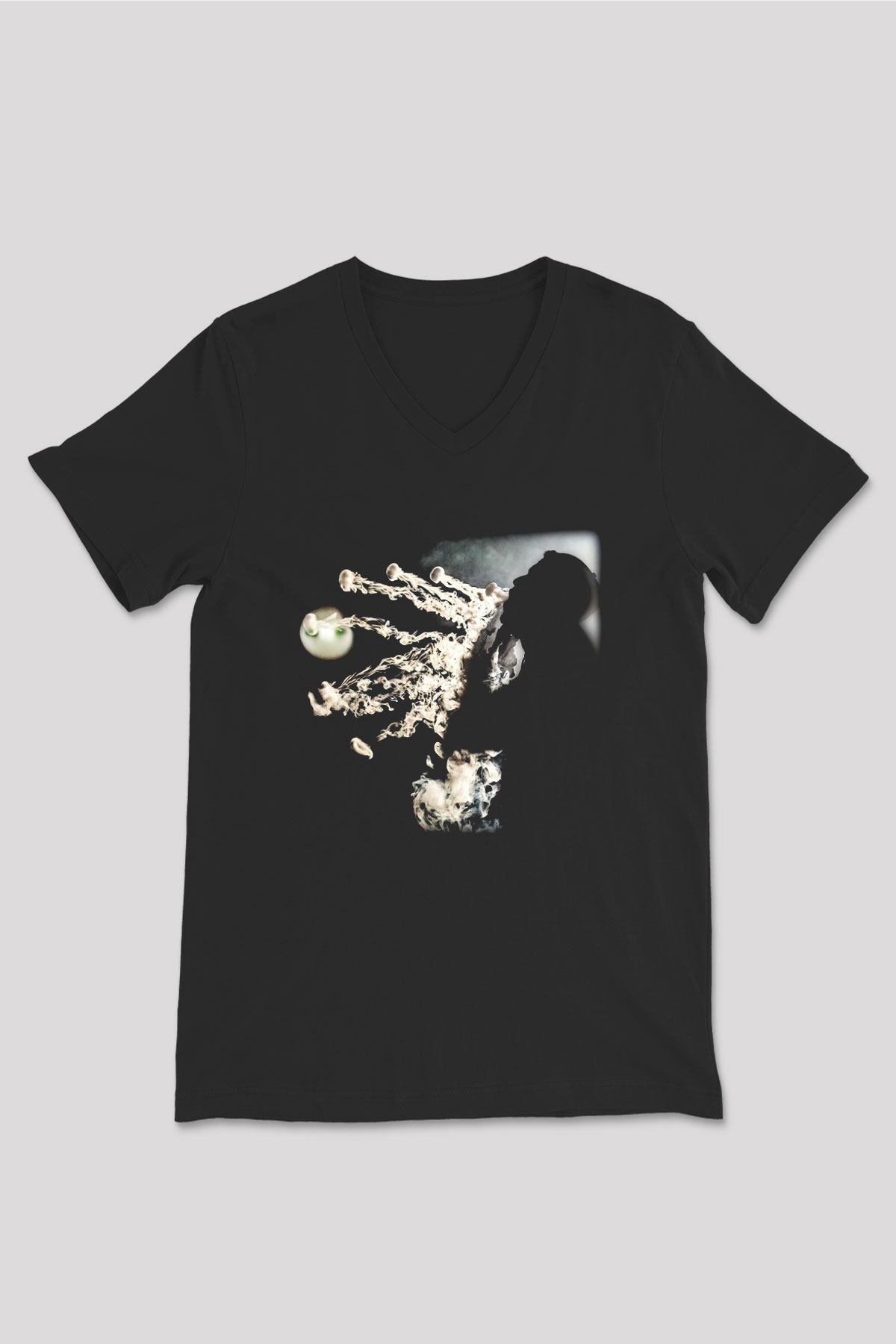 Nargile Siyah Unisex V Yaka Tişört T-Shirt