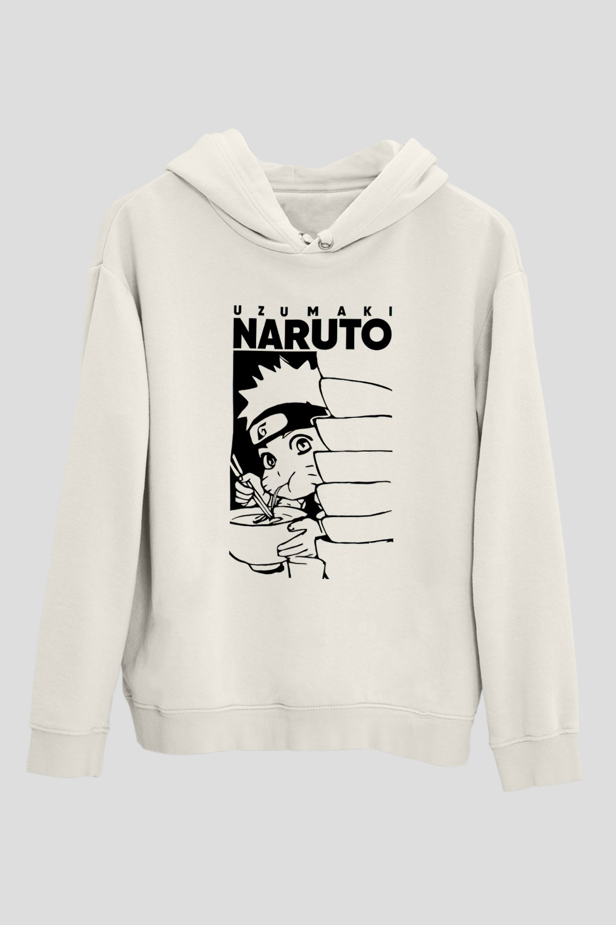 Naruto Baskılı Beyaz Unisex Hoodie