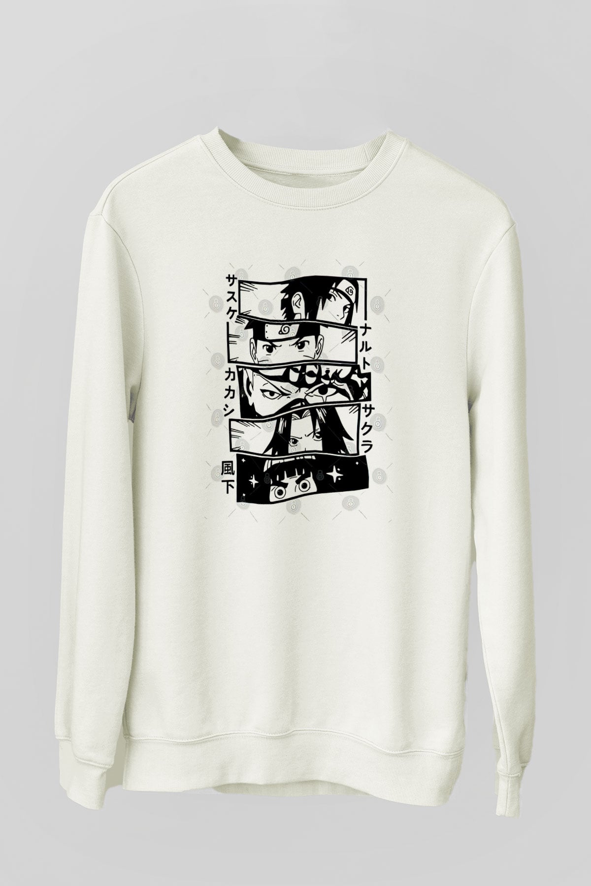 Naruto Baskılı Beyaz Unisex Sweatshirt