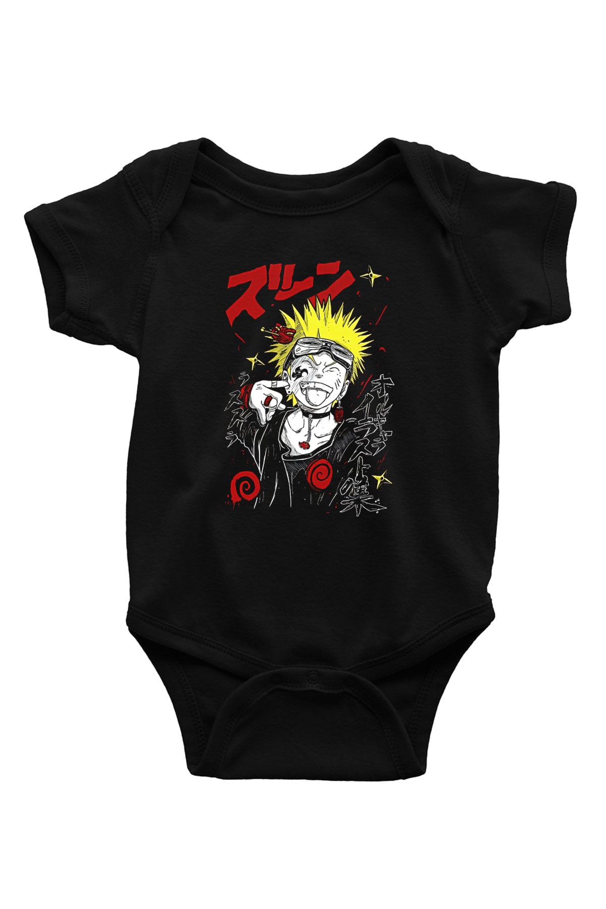 Naruto Baskılı Unisex Siyah Bebek Body - Zıbın