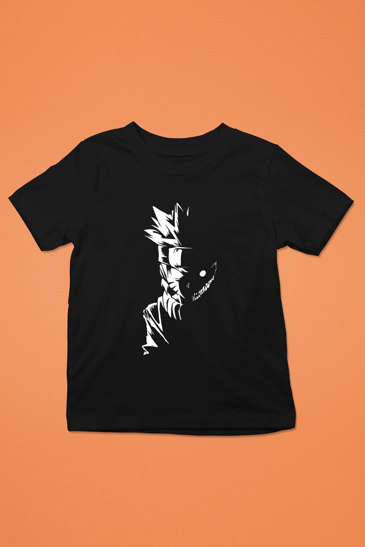 Naruto Baskılı Unisex Siyah Çocuk Tişört - Tshirt