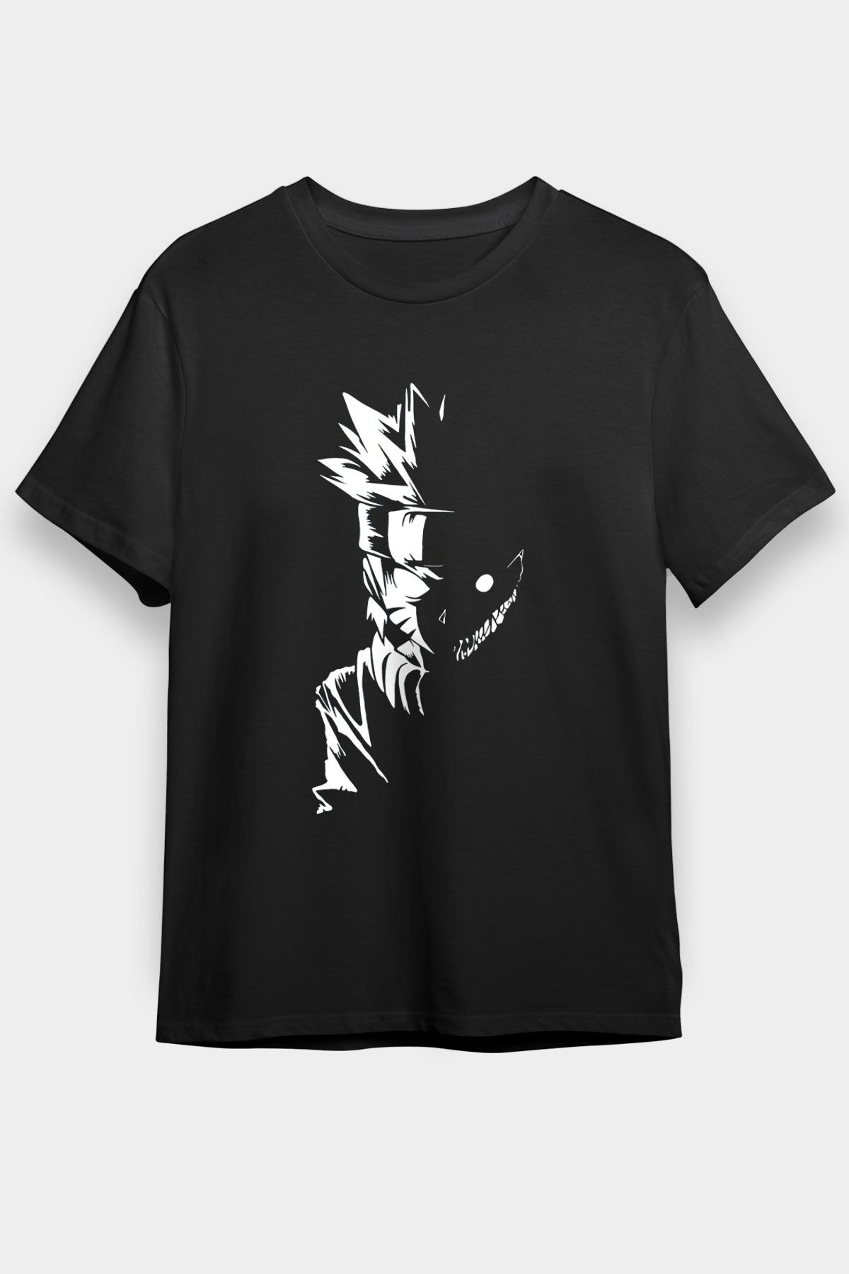 Naruto Baskılı Unisex Siyah Tişört - Tshirt
