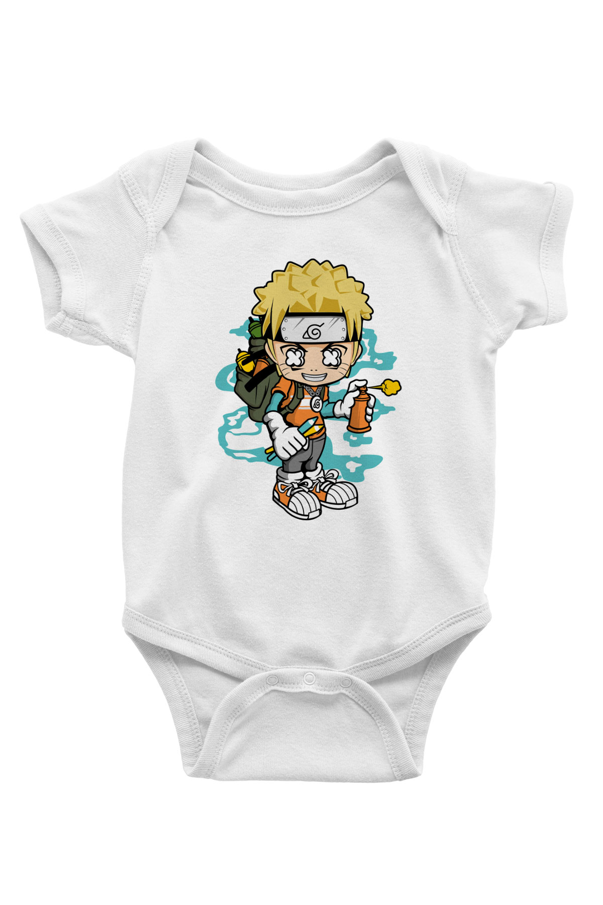 Naruto Bomber Baskılı Unisex Beyaz Bebek Body - Zıbın