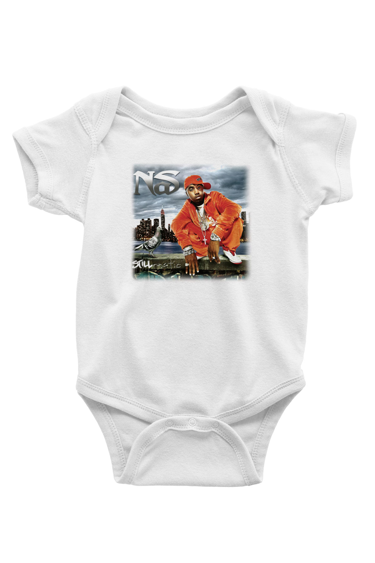 Nas Baskılı Beyaz Unisex Bebek Body - Zıbın