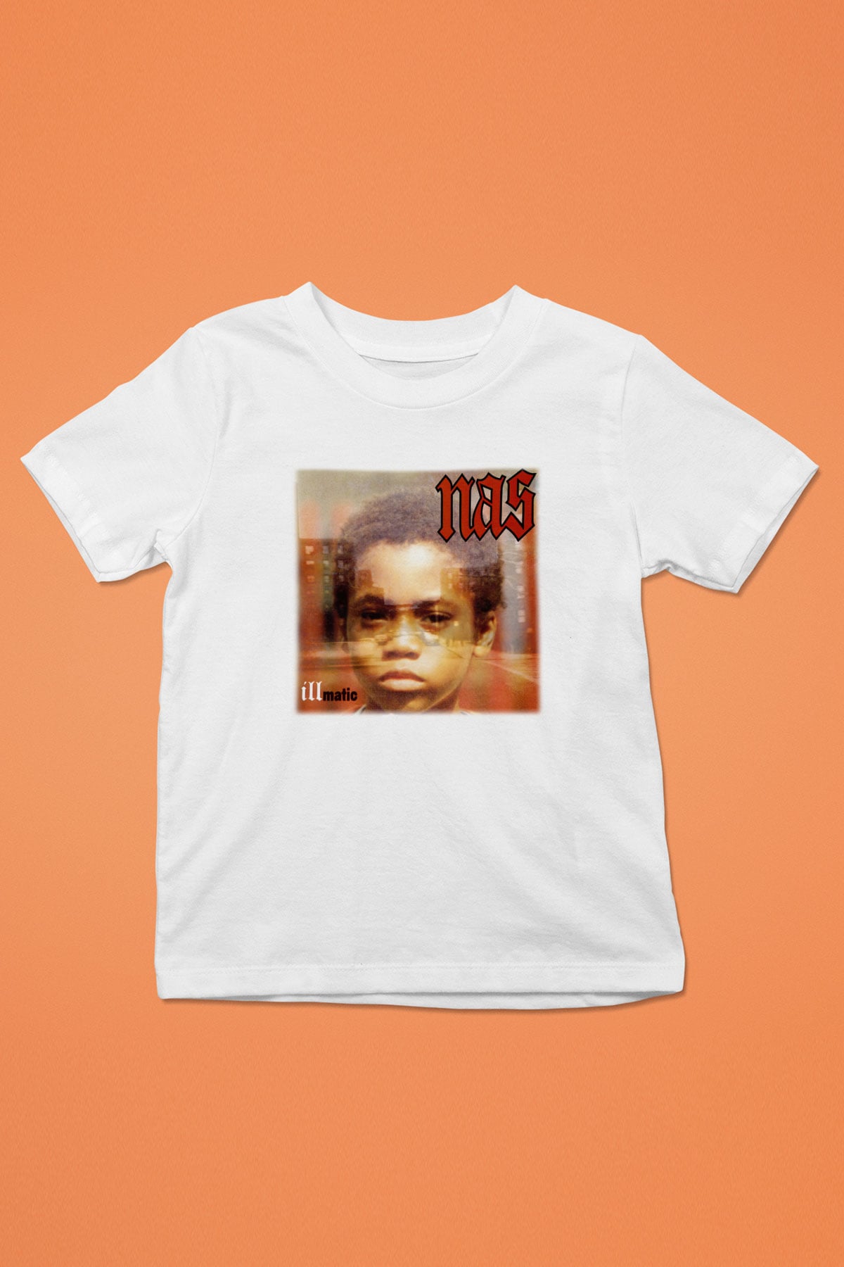 Nas Baskılı Beyaz Unisex Çocuk Tişört