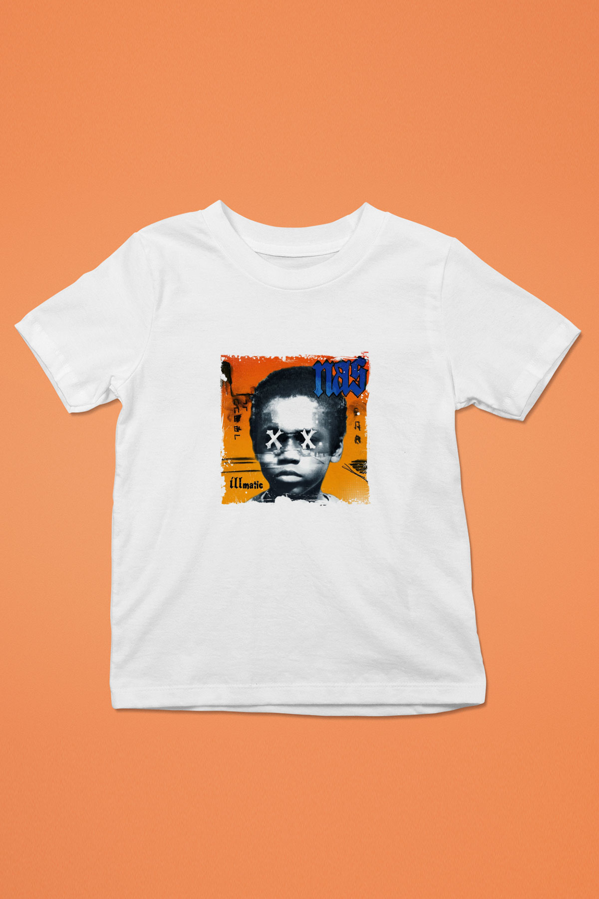 Nas Baskılı Unisex Beyaz Çocuk Tişört