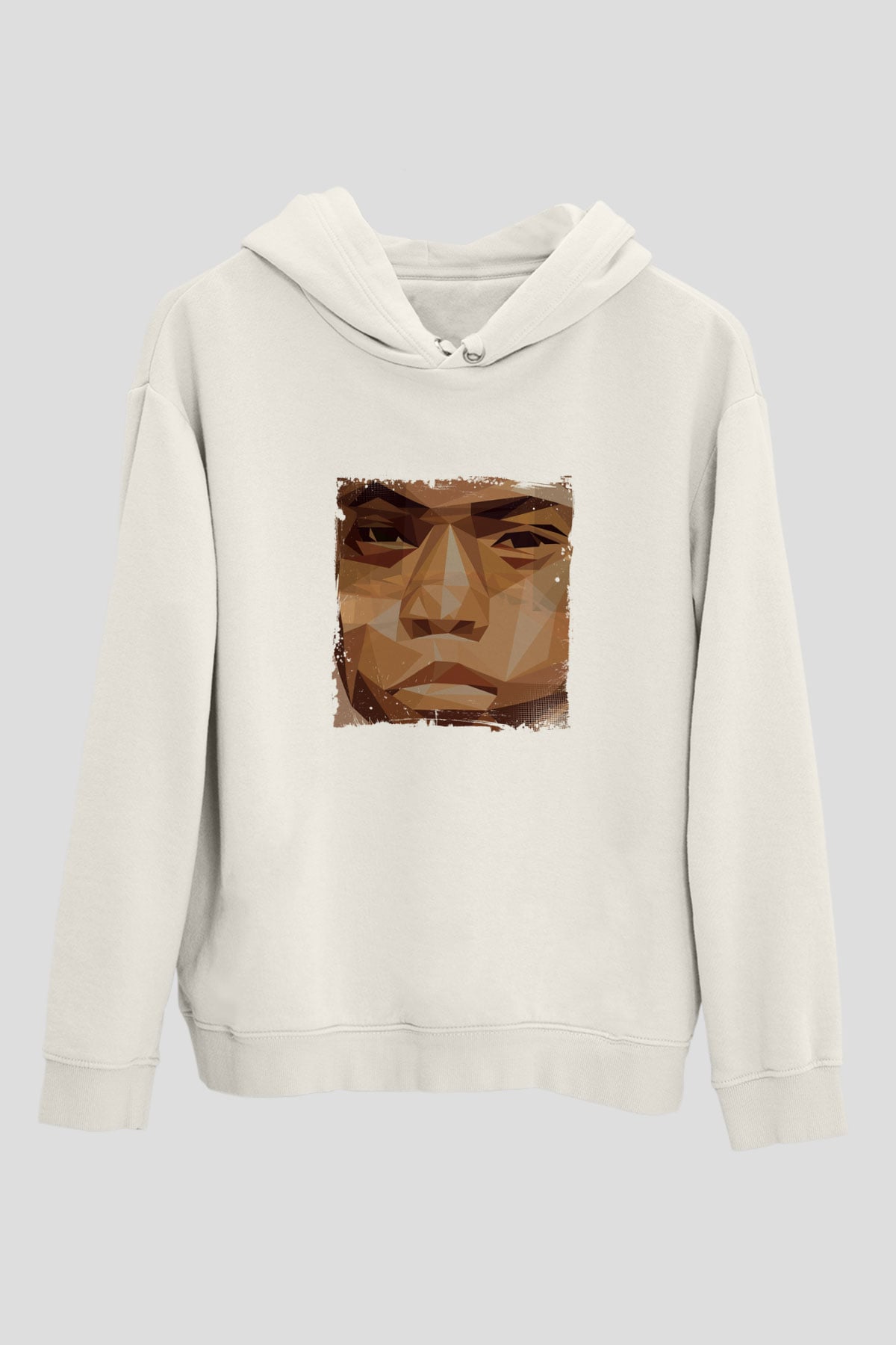 Nas Baskılı Unisex Beyaz Kapüşonlu Sweatshirt