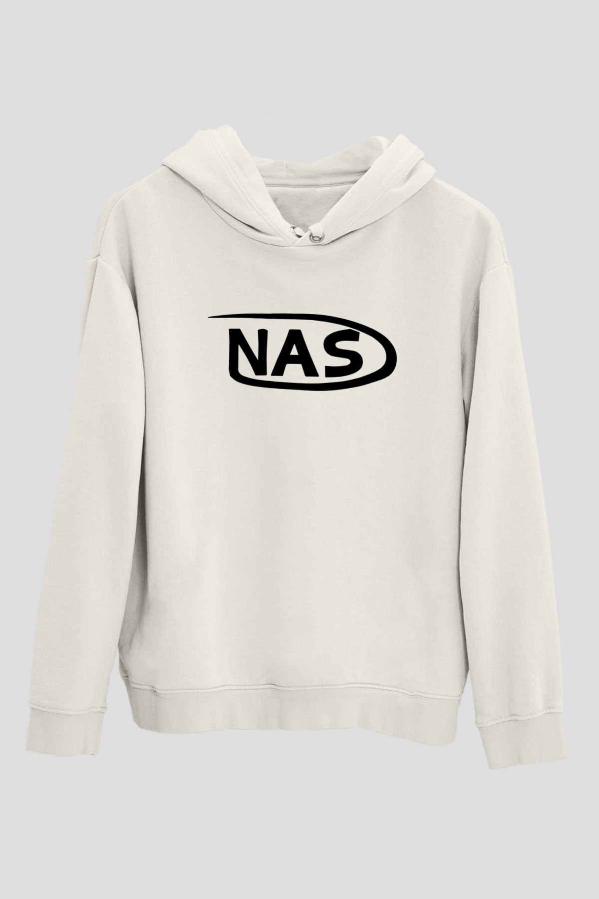 Nas Beyaz Unisex Kapşonlu Sweatshirt
