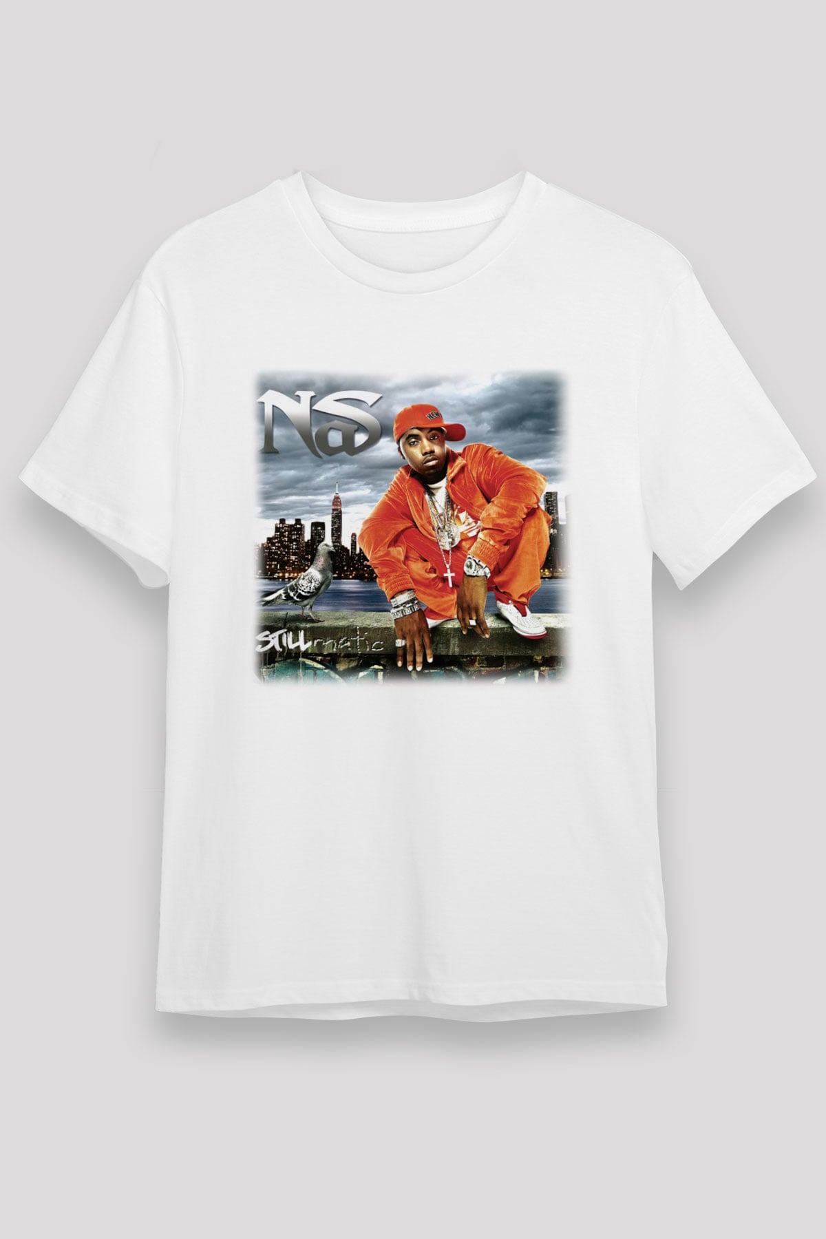 Nas Beyaz Unisex Tişört T-Shirt - TişörtFabrikası