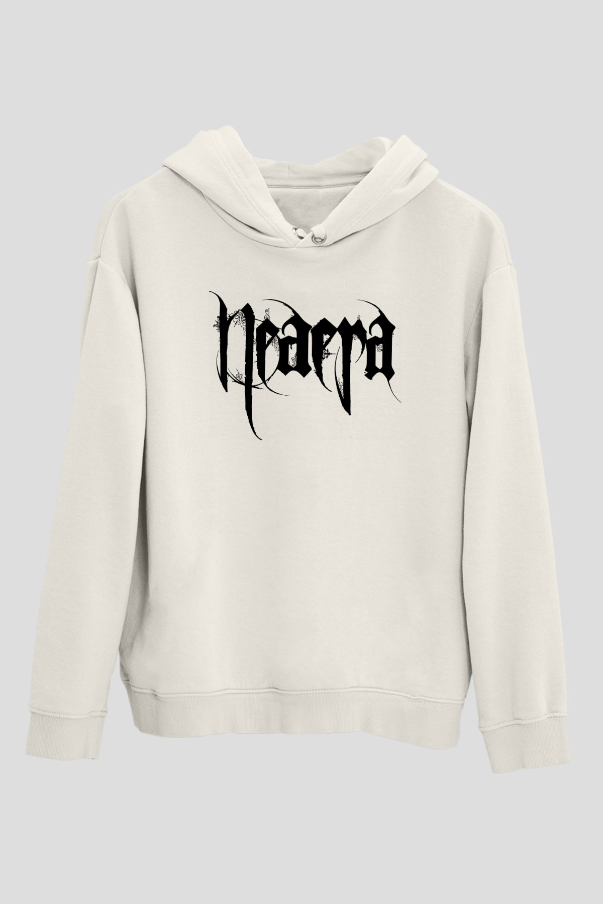 Neaera Baskılı Beyaz Unisex Kapüşonlu Sweatshirt