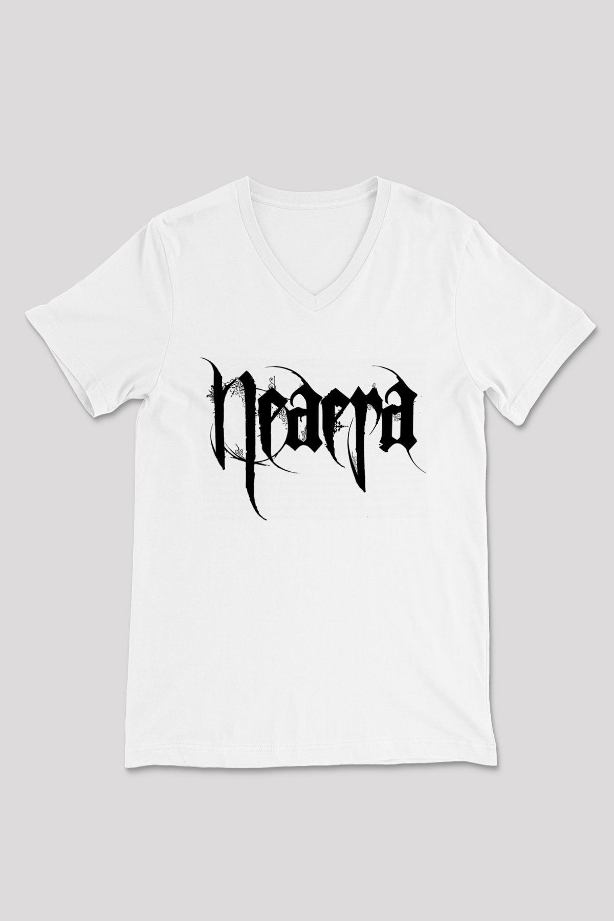 Neaera Baskılı Beyaz Unisex V Yaka Tişört - Tshirt