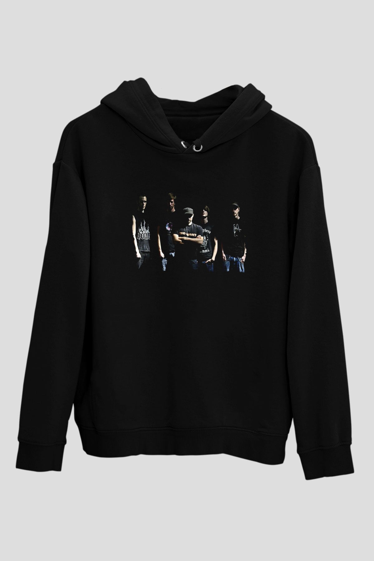 Neaera Baskılı Unisex Siyah Kapüşonlu Sweatshirt