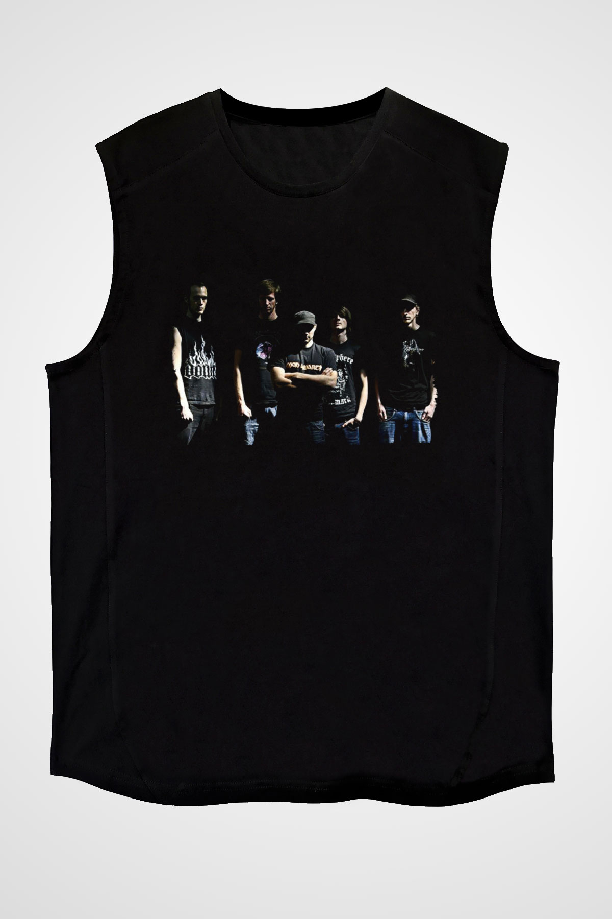 Neaera Baskılı Unisex Siyah Kolsuz Tişört - Tshirt