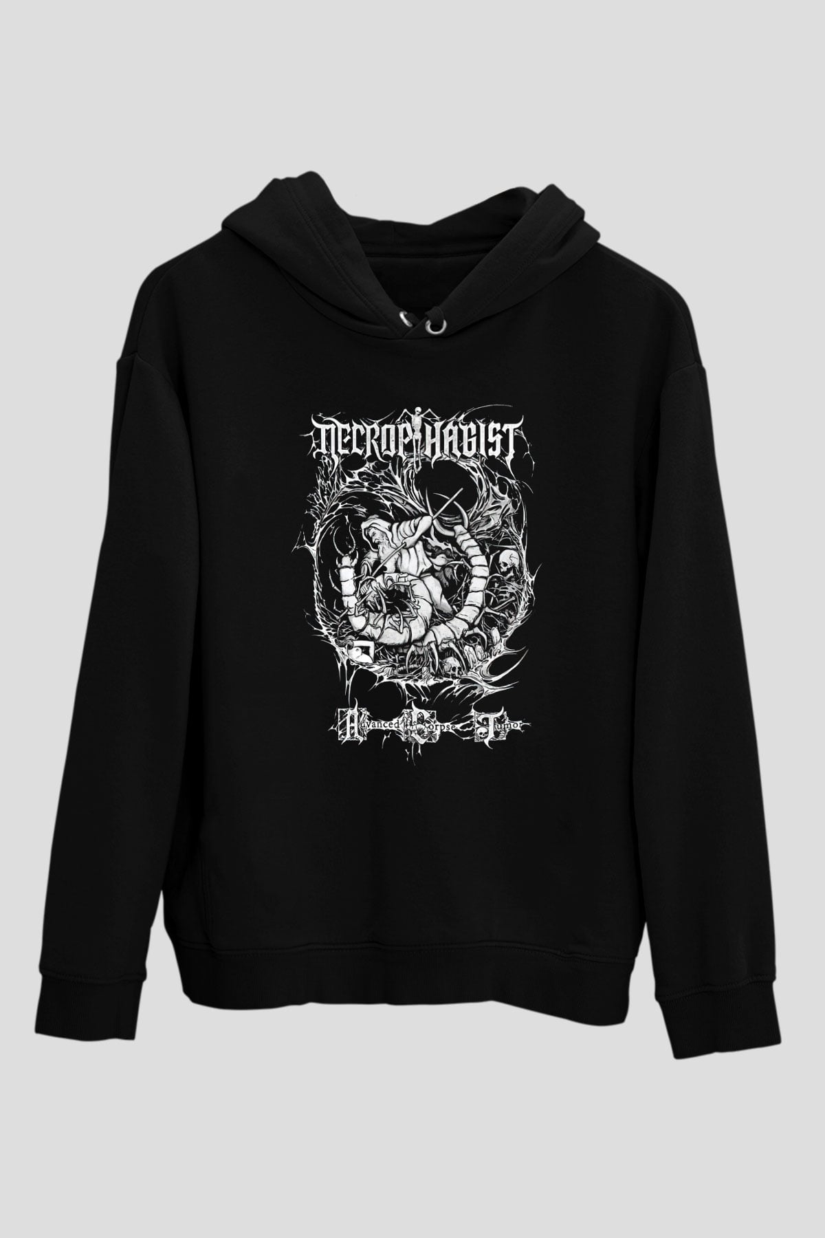Necrophagist Baskılı Unisex Siyah Kapüşonlu Sweatshirt