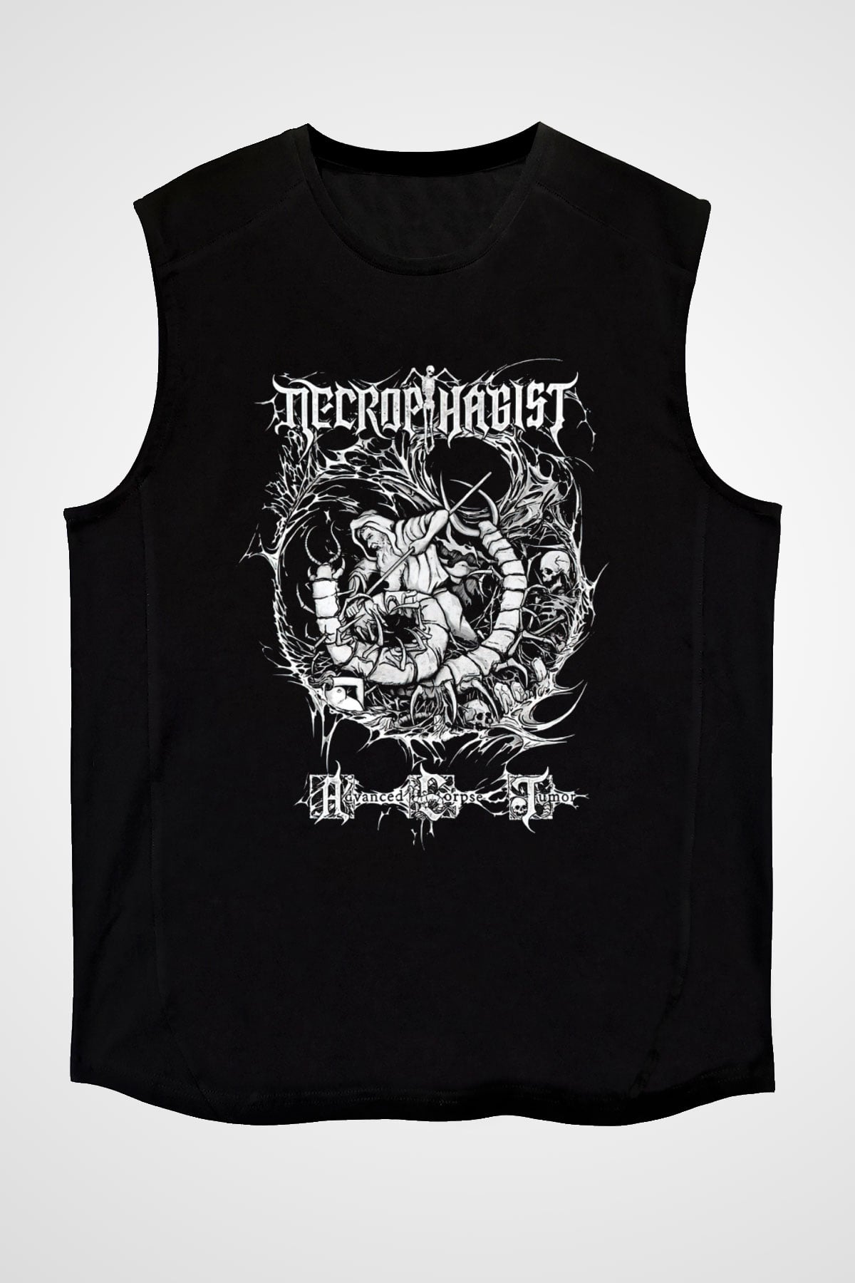 Necrophagist Baskılı Unisex Siyah Kolsuz Tişört - Tshirt