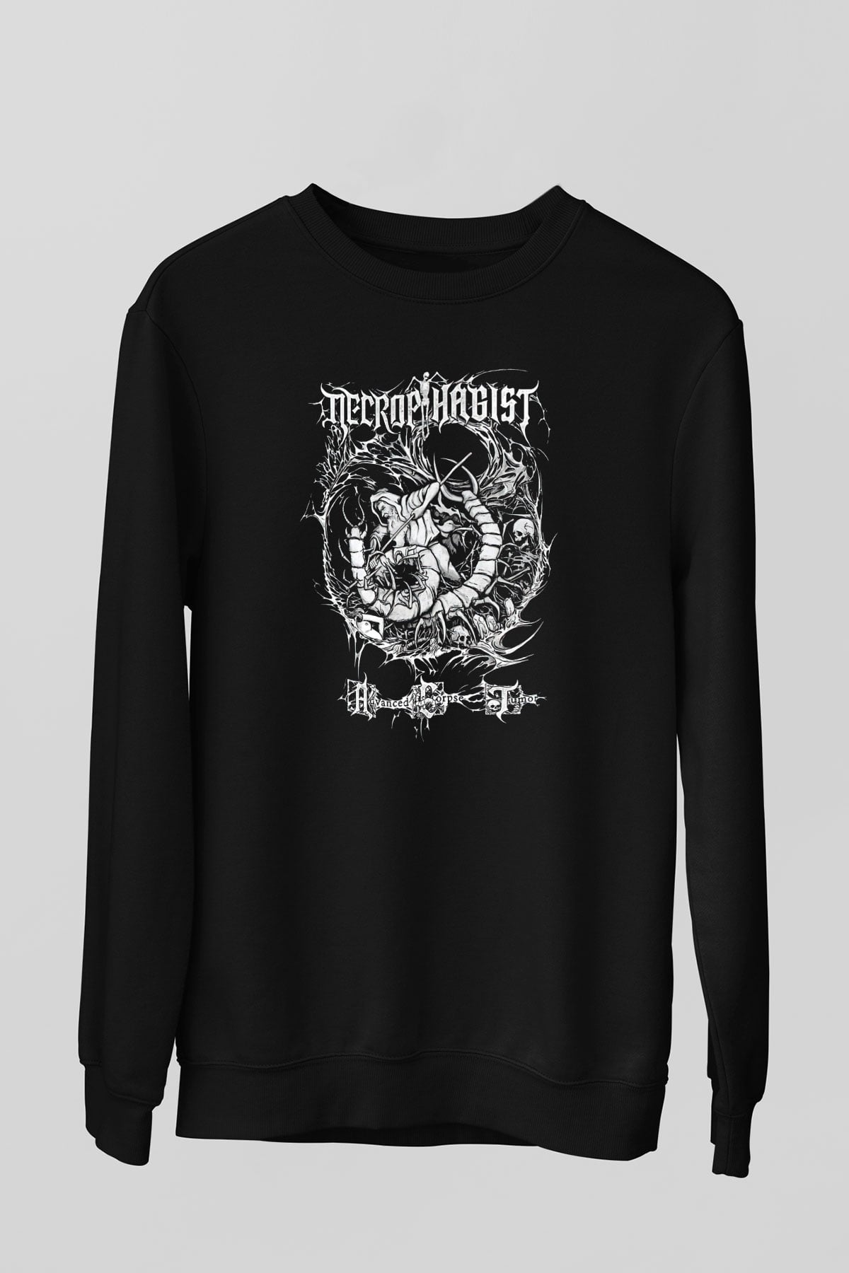 Necrophagist Baskılı Unisex Siyah Sweatshirt