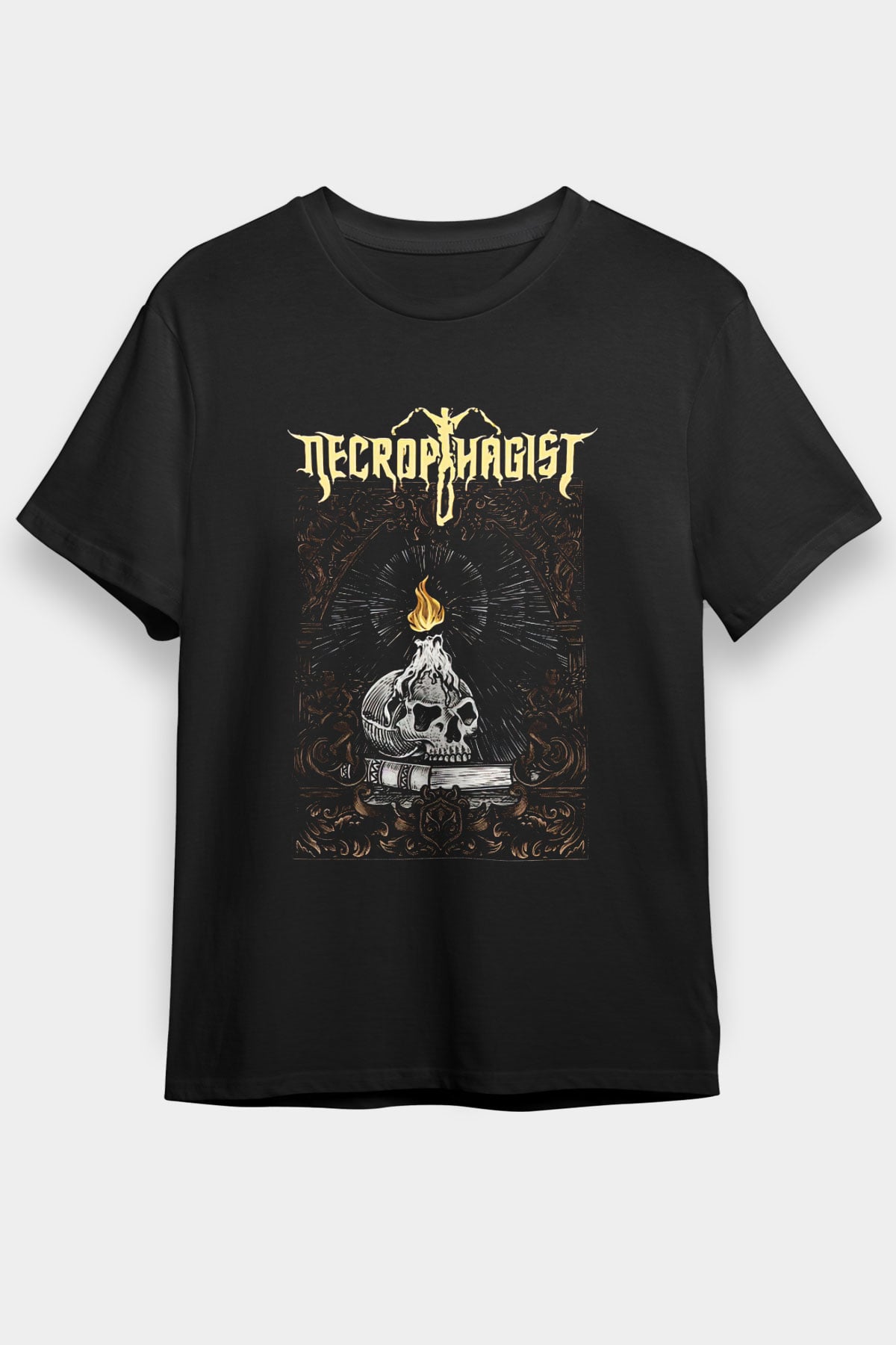 Necrophagist Baskılı Unisex Siyah Tişört - Tshirt