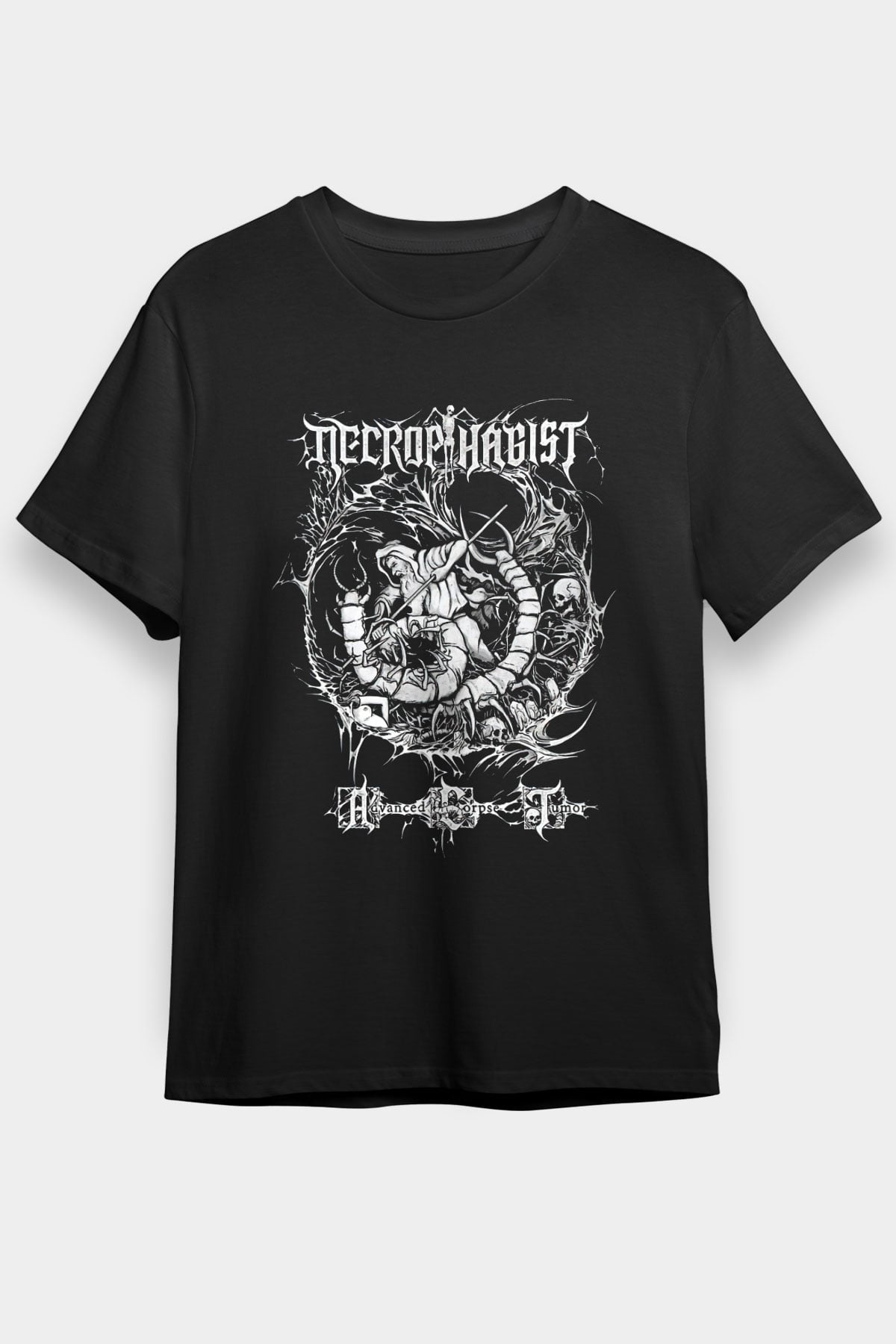 Necrophagist Baskılı Unisex Siyah Tişört - Tshirt