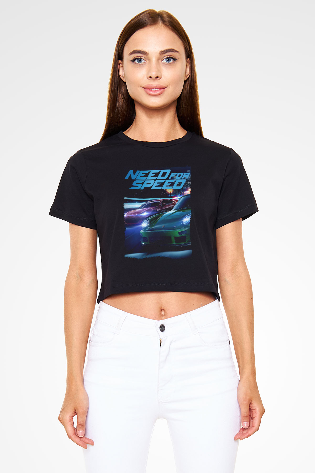 Need for Speed Siyah  Crop Top Tişört