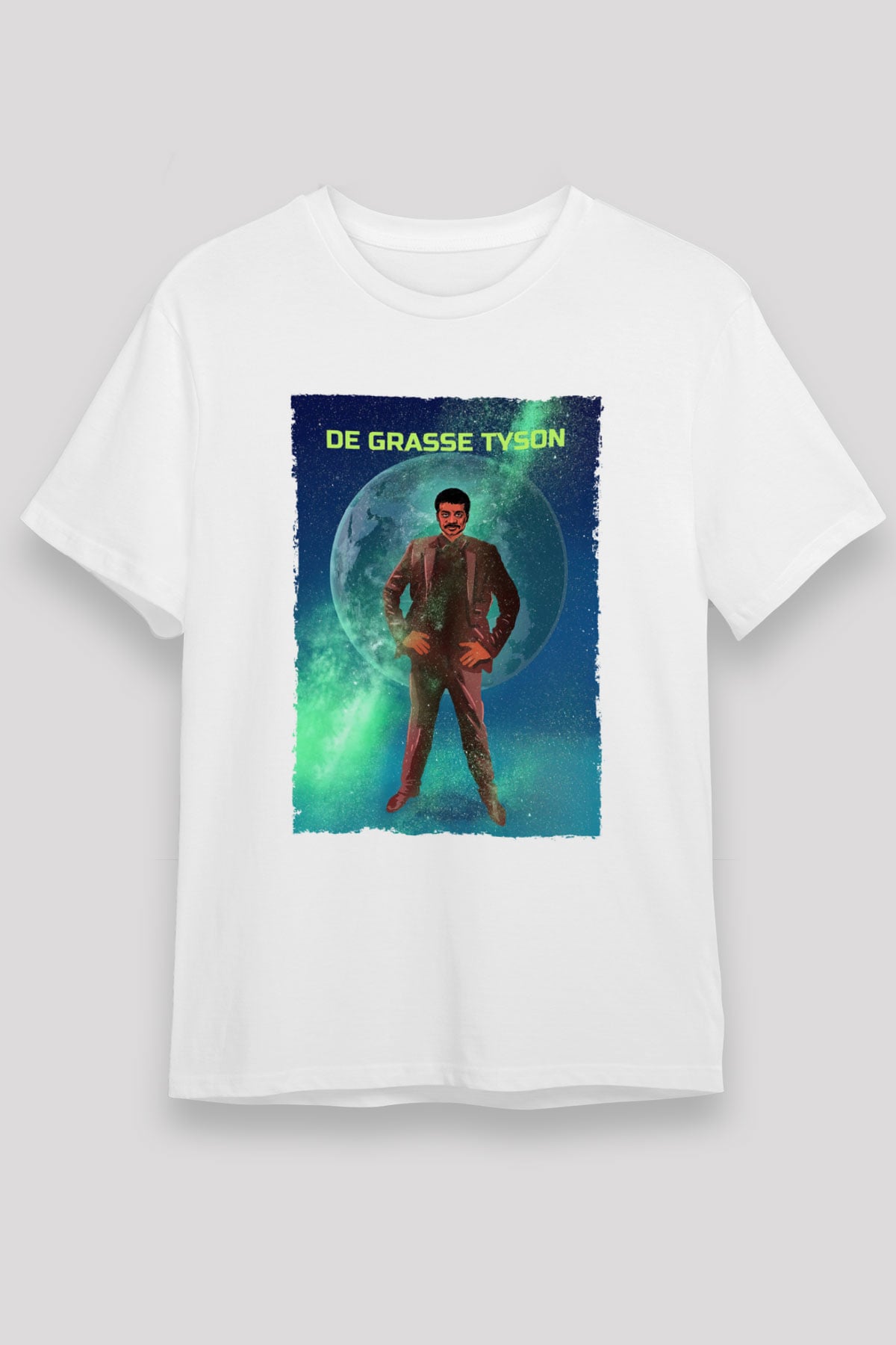 Neil De Grasse Tyson Baskılı Unisex Beyaz Tişört - Tshirt