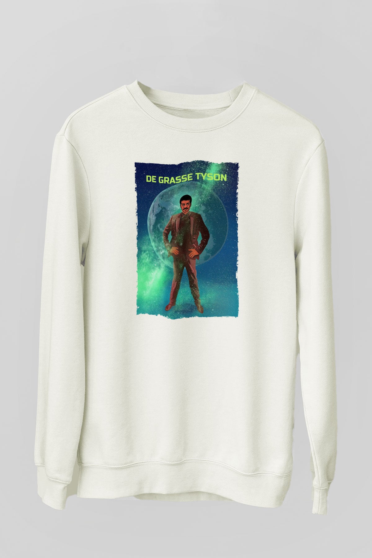 Neil De Grasse Tyson Baskılı Unisex Ekru Sweatshirt