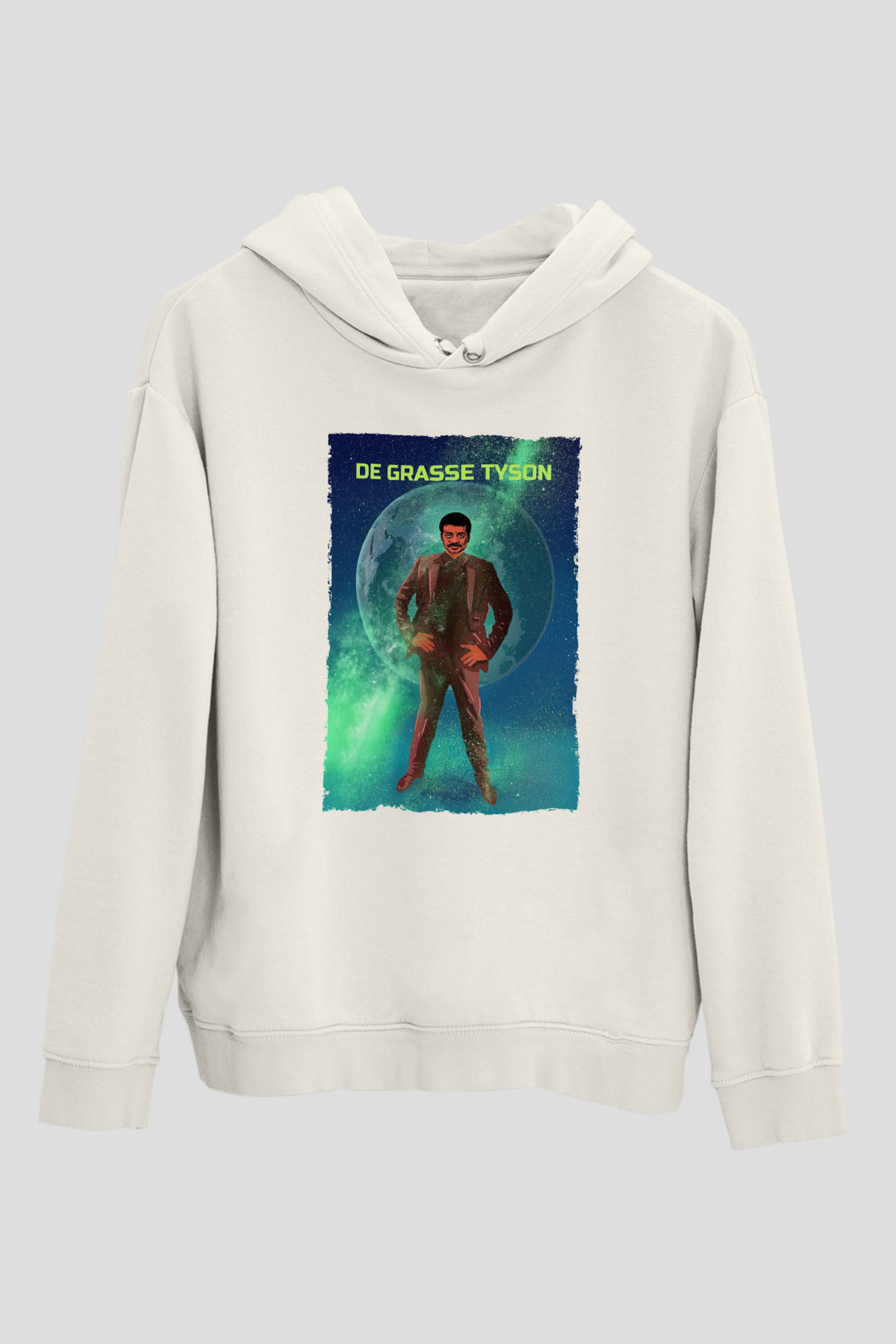 Neil De Grasse Tyson Baskılı Unisex Ekru Hoodie