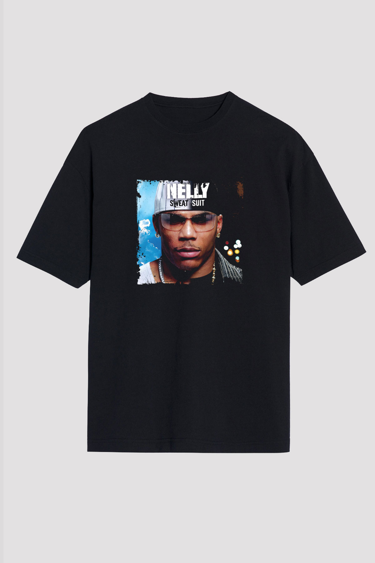 Nelly Baskılı Unisex Oversize Siyah Tişört