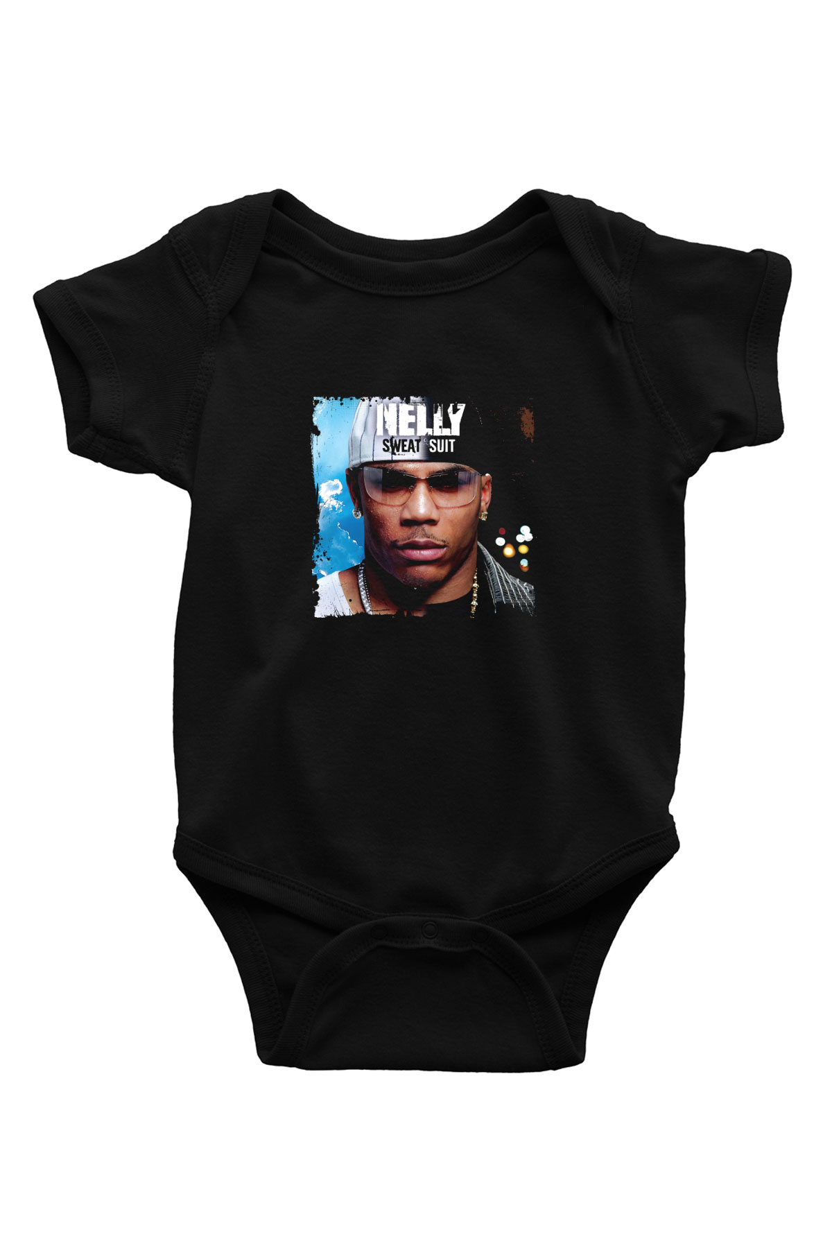Nelly Baskılı Unisex Siyah Bebek Body - Zıbın