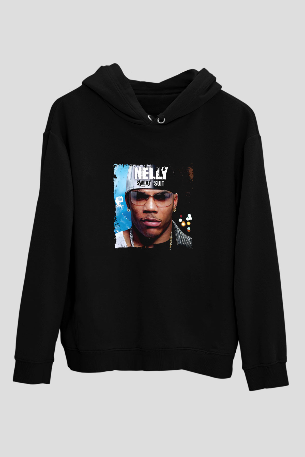 Nelly Baskılı Unisex Siyah Hoodie