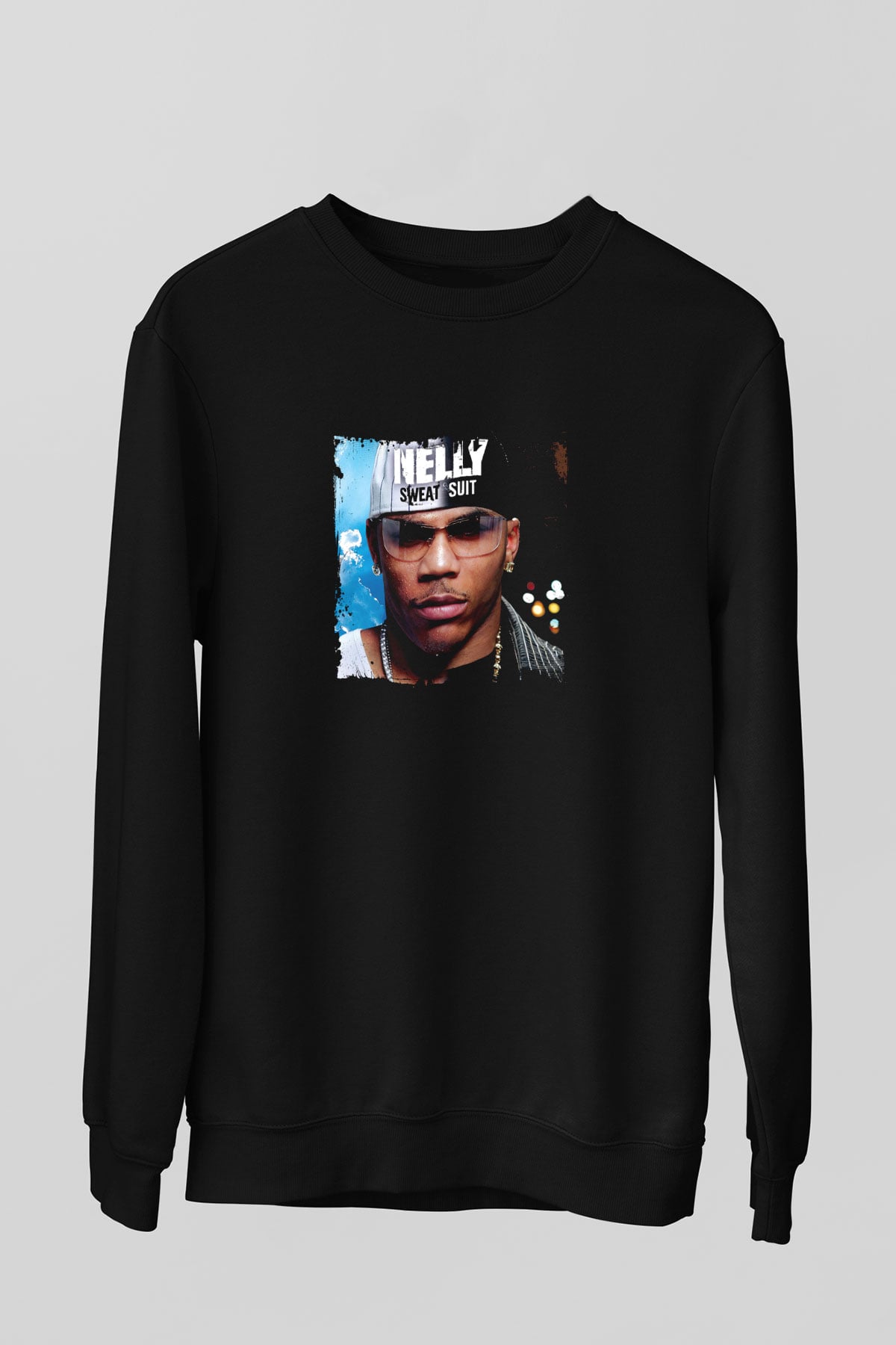 Nelly Baskılı Unisex Siyah Sweatshirt