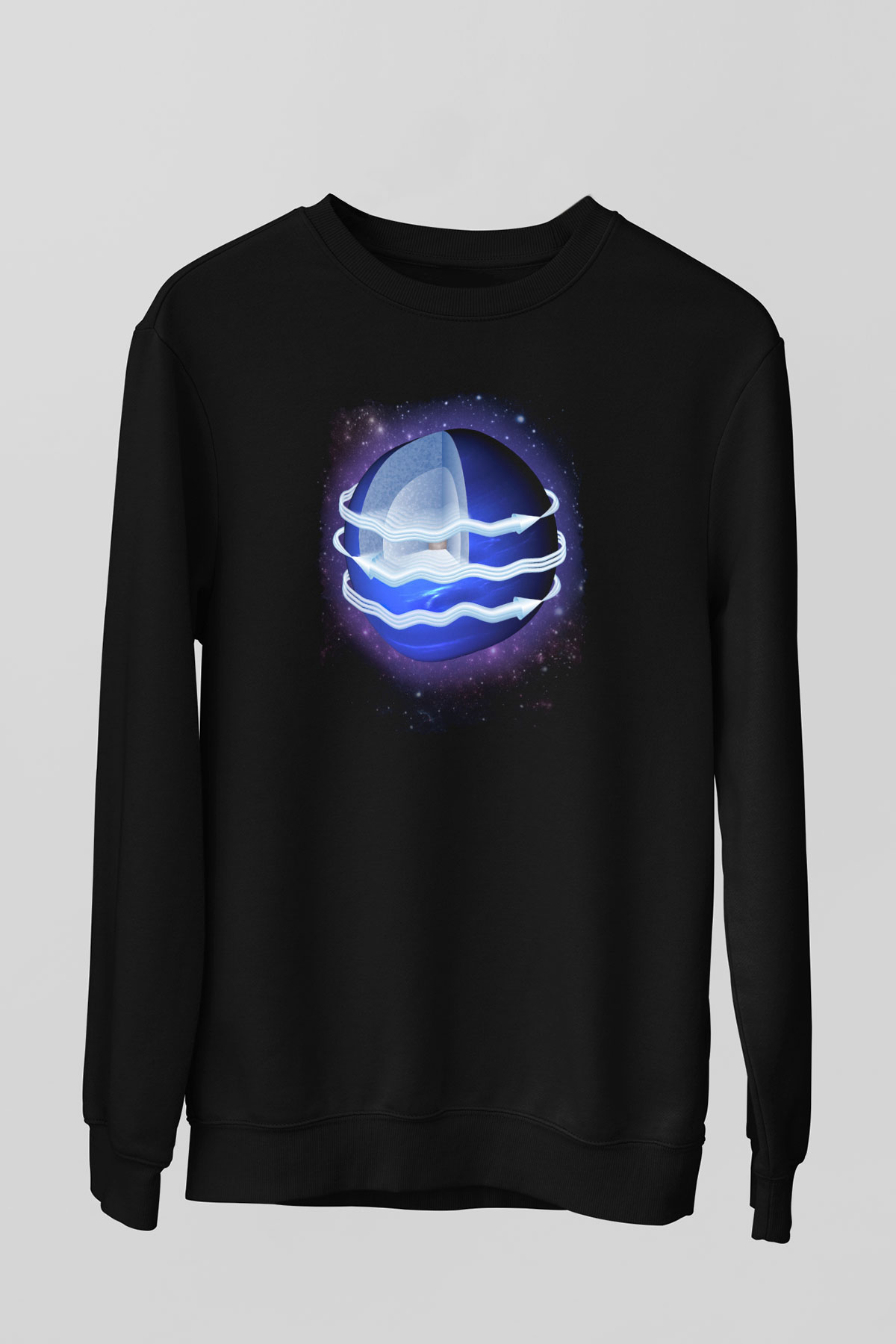 Neptün Siyah Unisex Sweatshirt