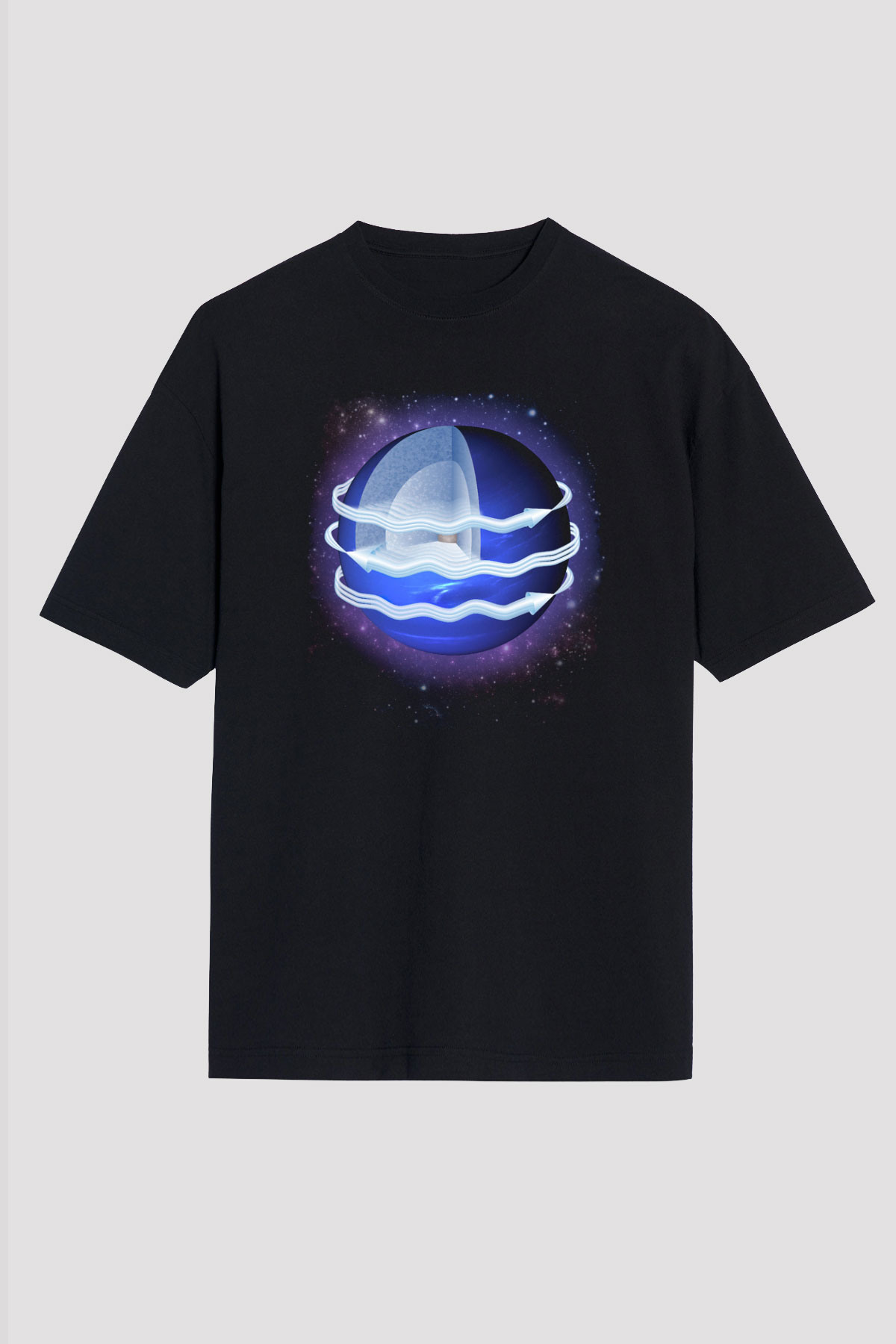 Neptün Siyah Unisex Tişört T-Shirt - TişörtFabrikası