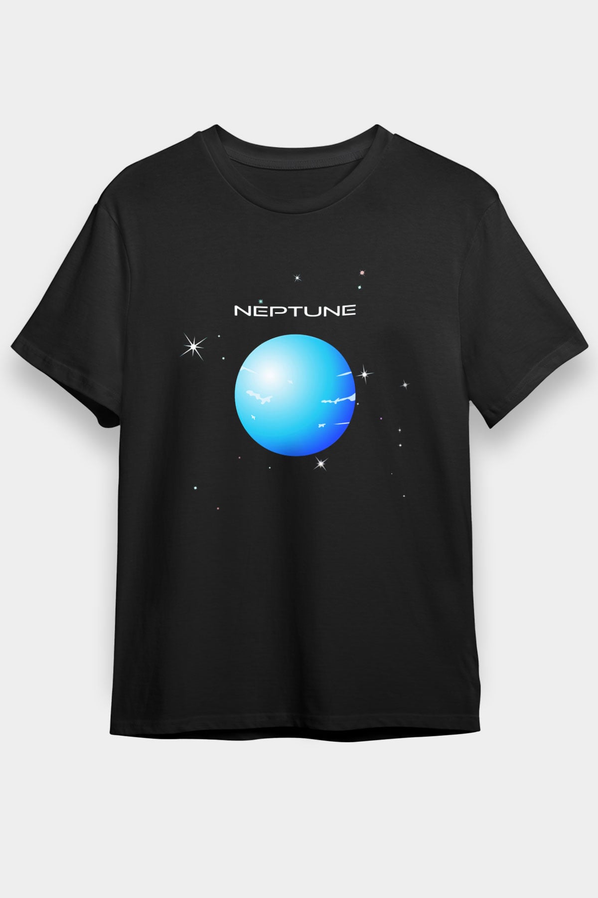 Neptün Siyah Unisex Tişört T-Shirt - TişörtFabrikası