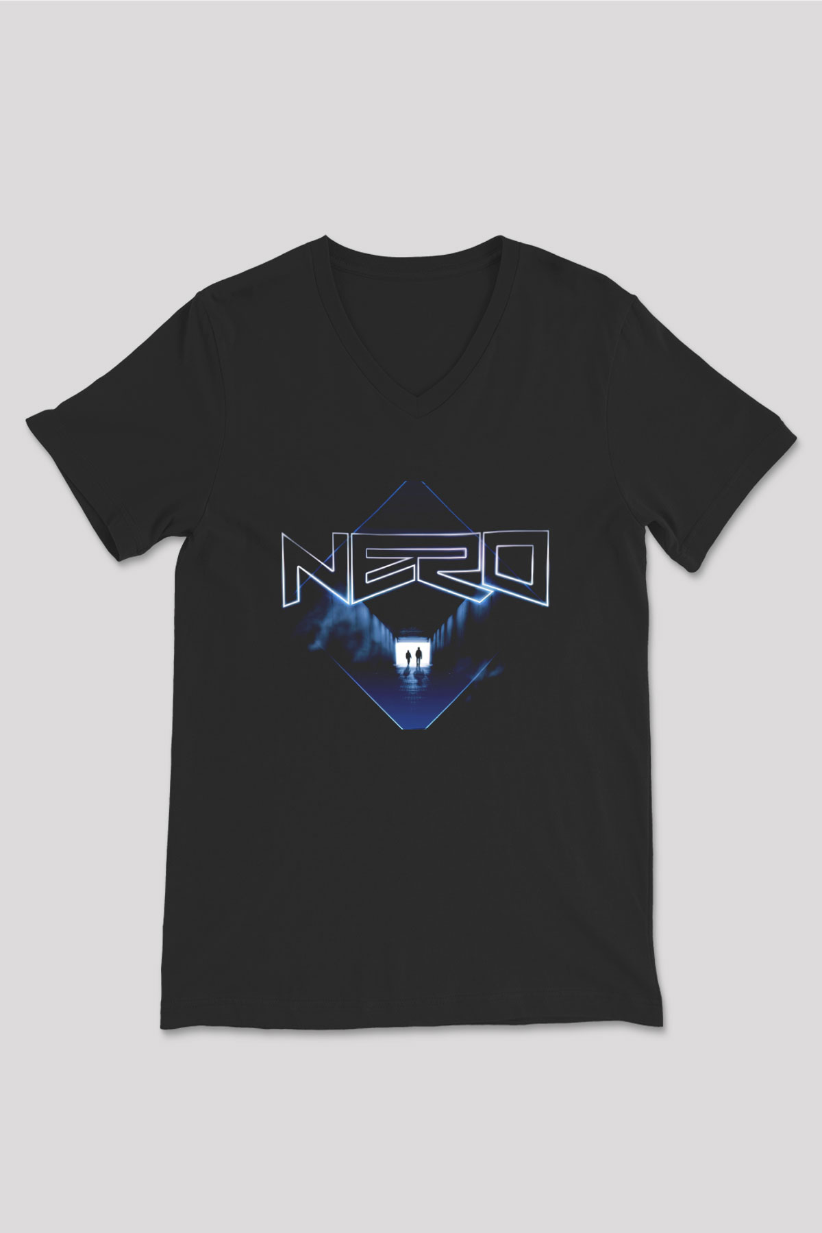 Nero Siyah Unisex V Yaka Tişört