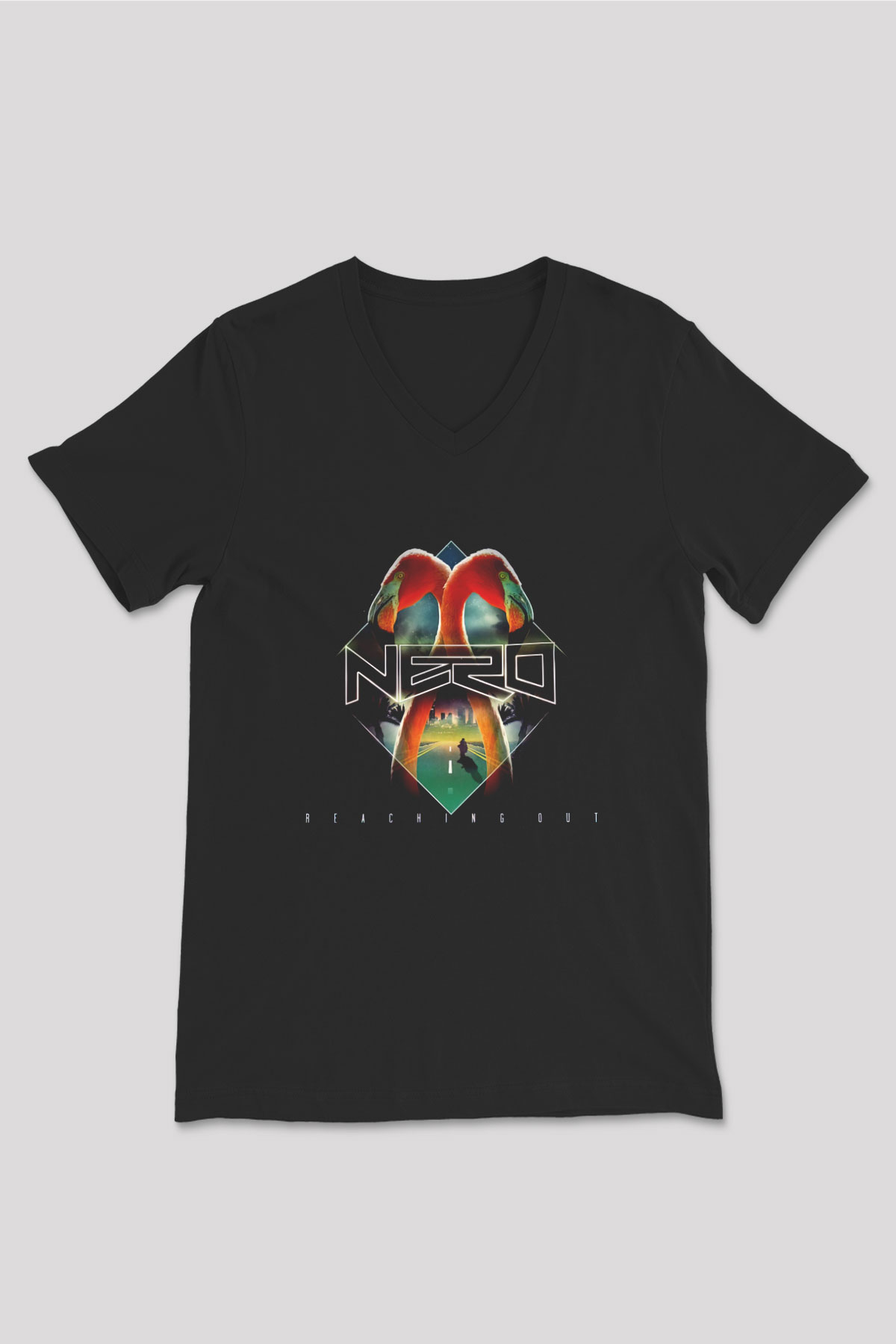 Nero Siyah Unisex V Yaka Tişört