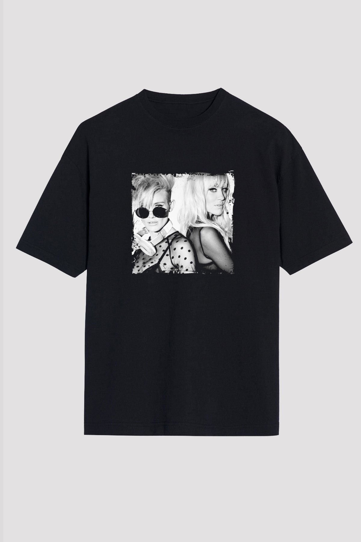 Nervo Baskılı Unisex Oversize Siyah Tişört