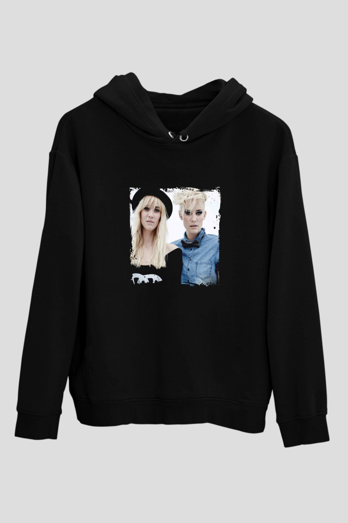 Nervo Baskılı Unisex Siyah Hoodie