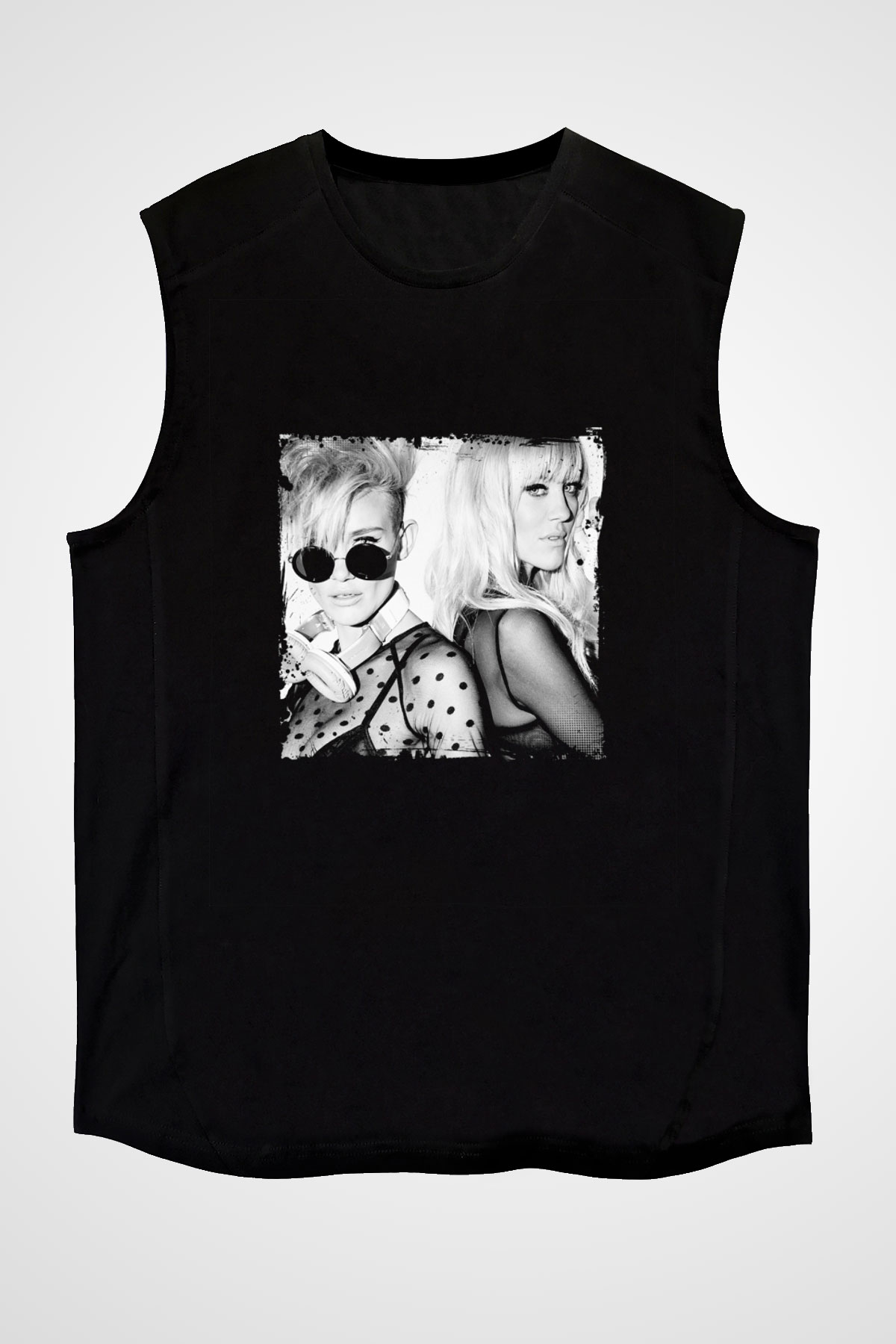 Nervo Baskılı Unisex Siyah Kolsuz Tişört