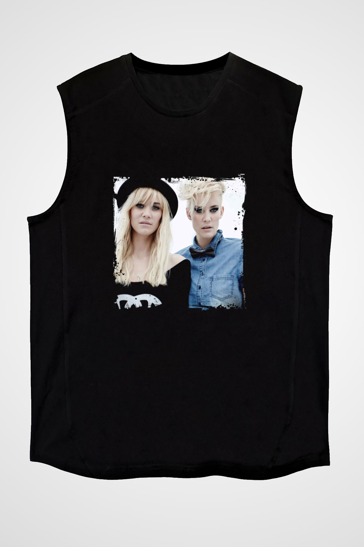 Nervo Baskılı Unisex Siyah Kolsuz Tişört