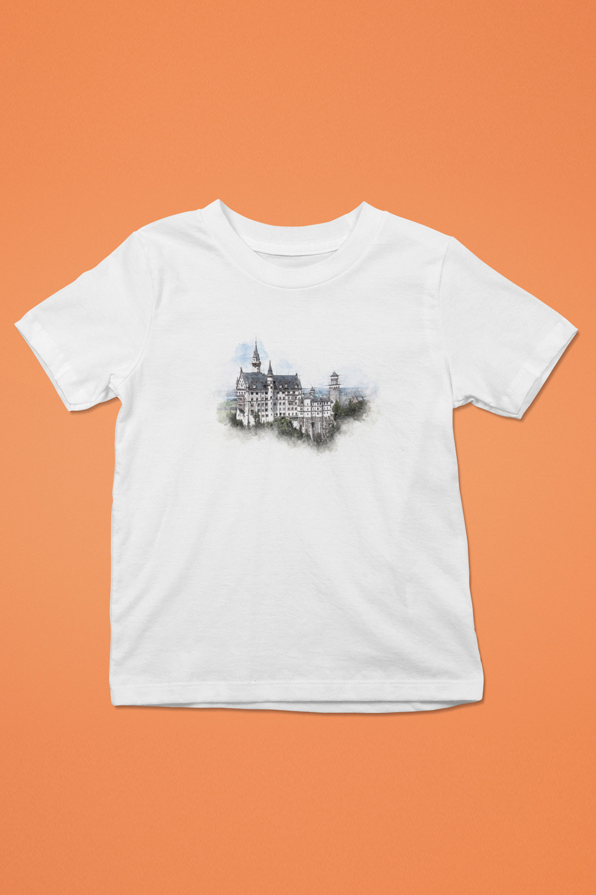 Neuschwanstein Şatosu Beyaz Unisex Çocuk Tişört