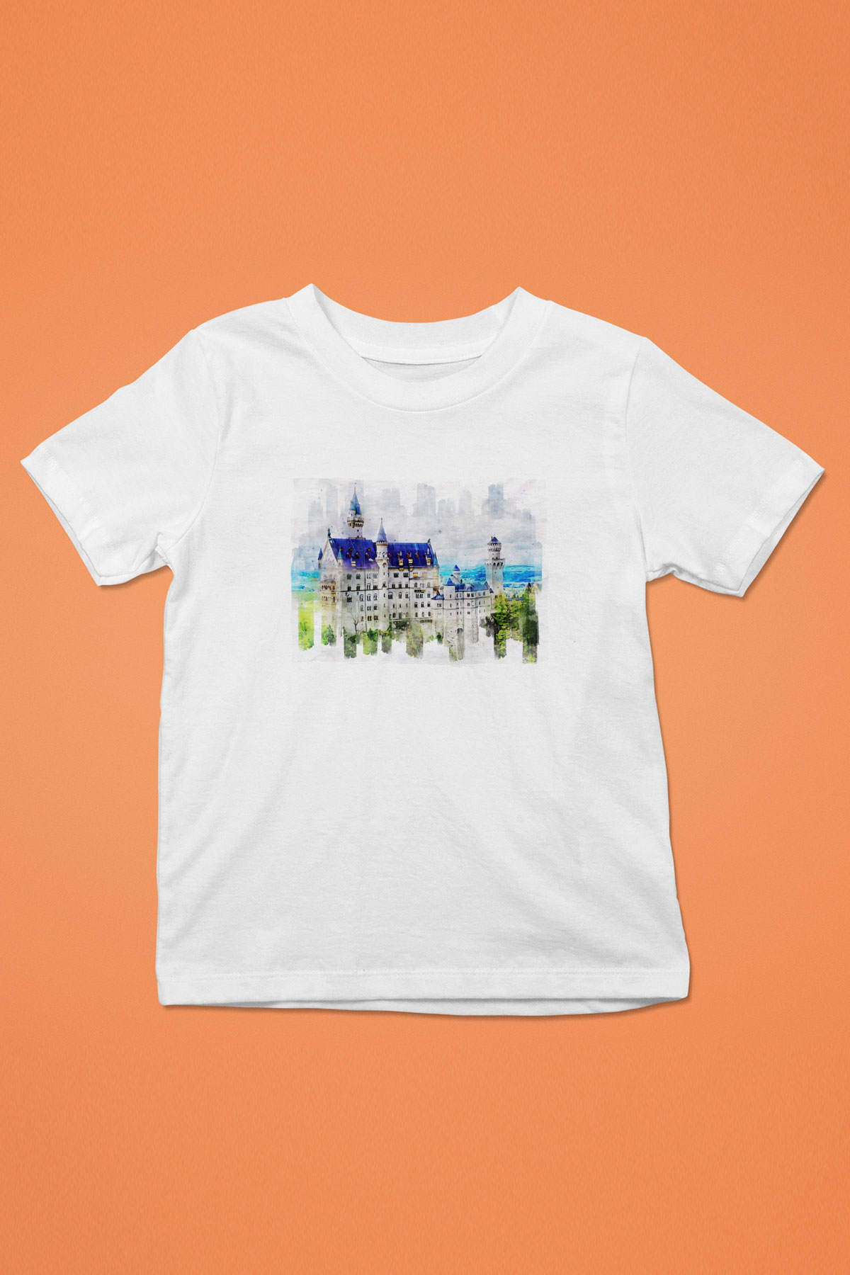Neuschwanstein Şatosu Beyaz Unisex Çocuk Tişört