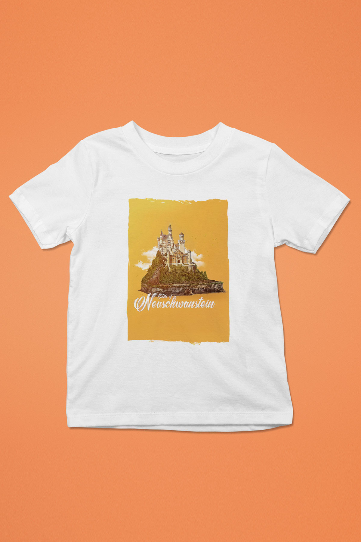 Neuschwanstein Şatosu Beyaz Unisex Çocuk Tişört