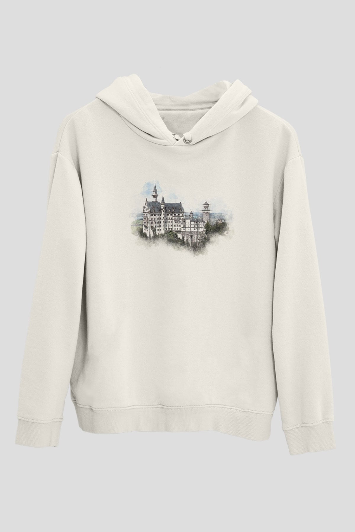 Neuschwanstein Şatosu Beyaz Unisex Hoodie